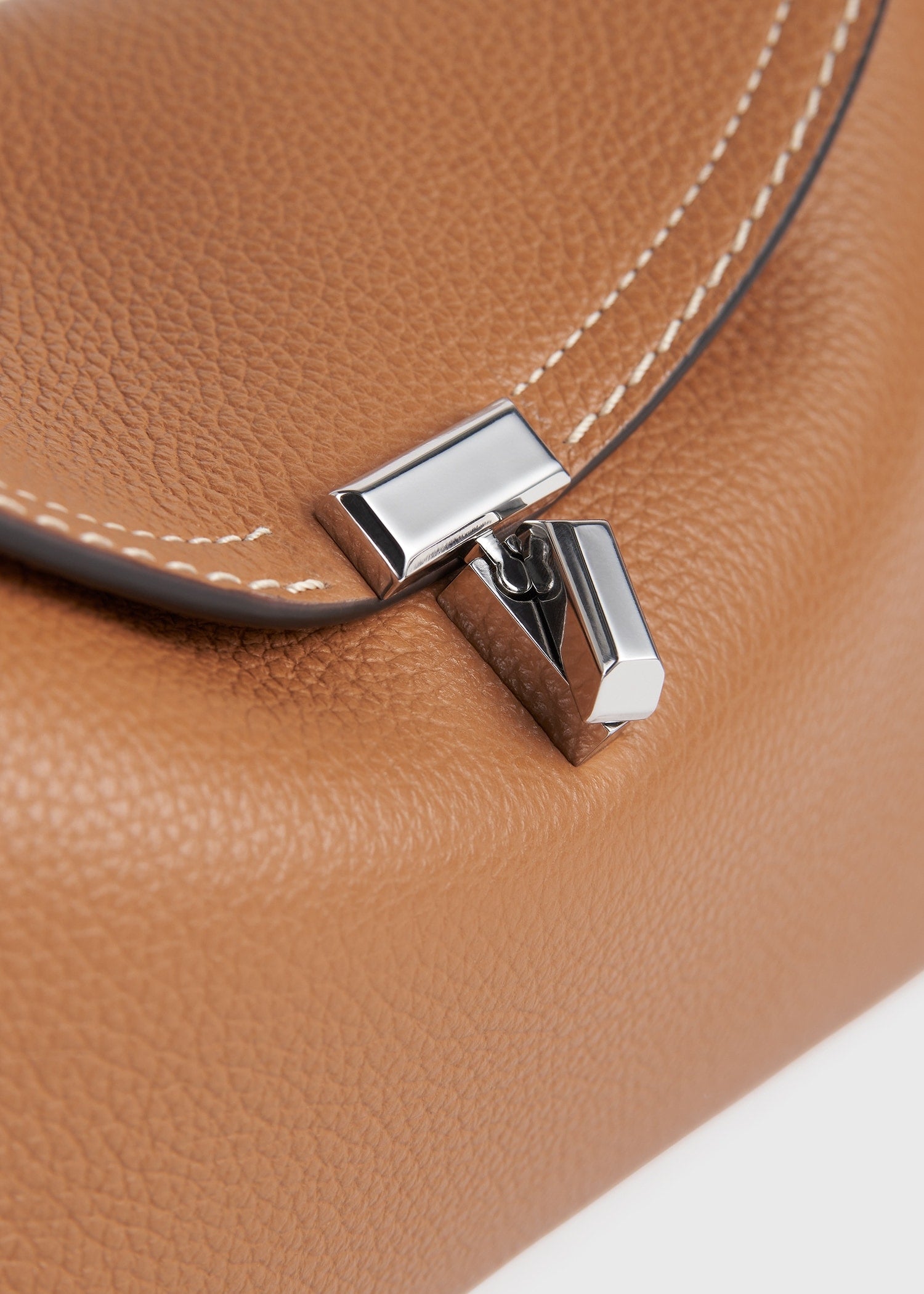 Totême-T-Lock Grained Leather Clutch - Tan-Bags-Boboli-Vancouver-Canada
