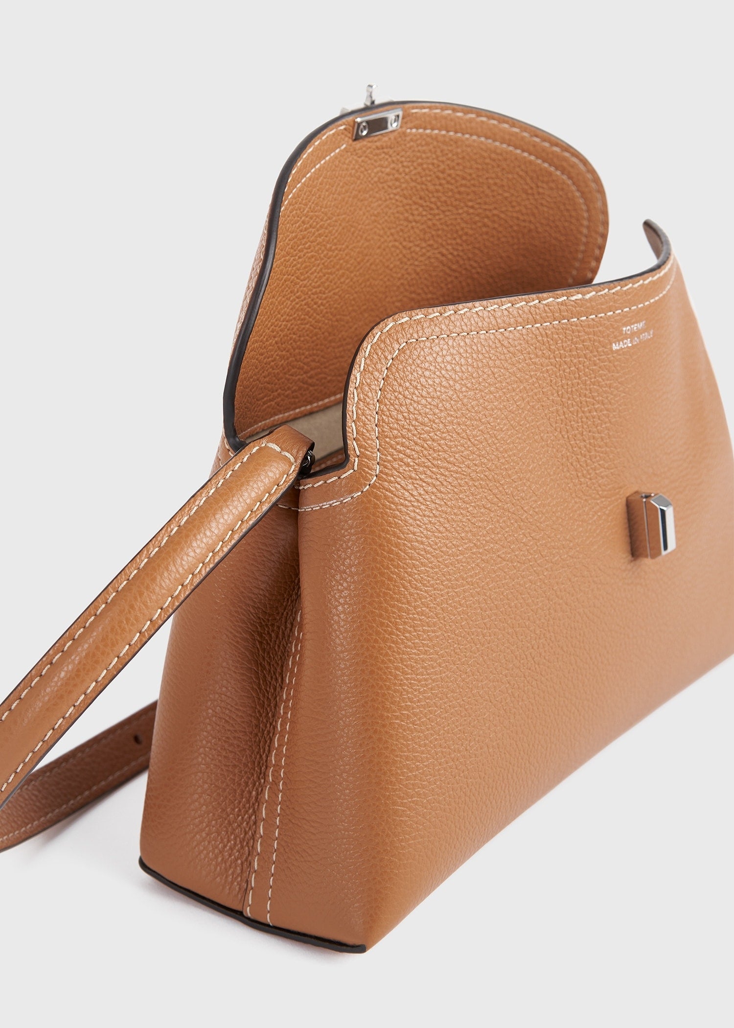 Totême-T-Lock Grained Leather Clutch - Tan-Bags-Boboli-Vancouver-Canada