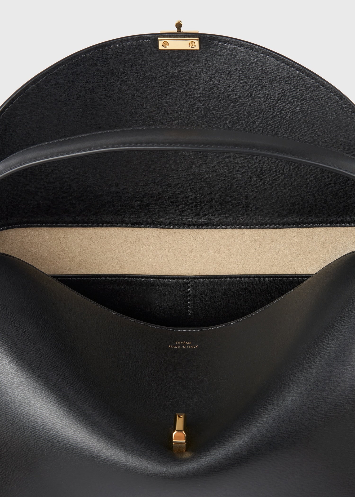 Totême-T-Lock Leather Top Handle - Black-Bags-Boboli-Vancouver-Canada