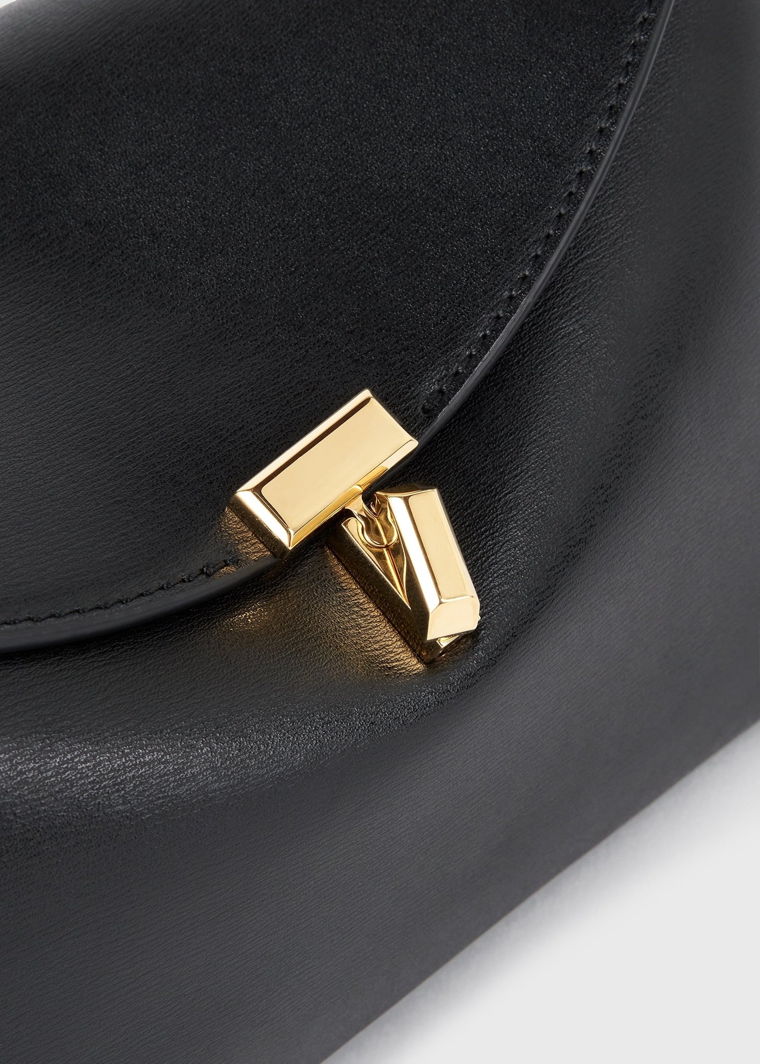 Totême-T-Lock Leather Clutch - Black-Bags-Boboli-Vancouver-Canada