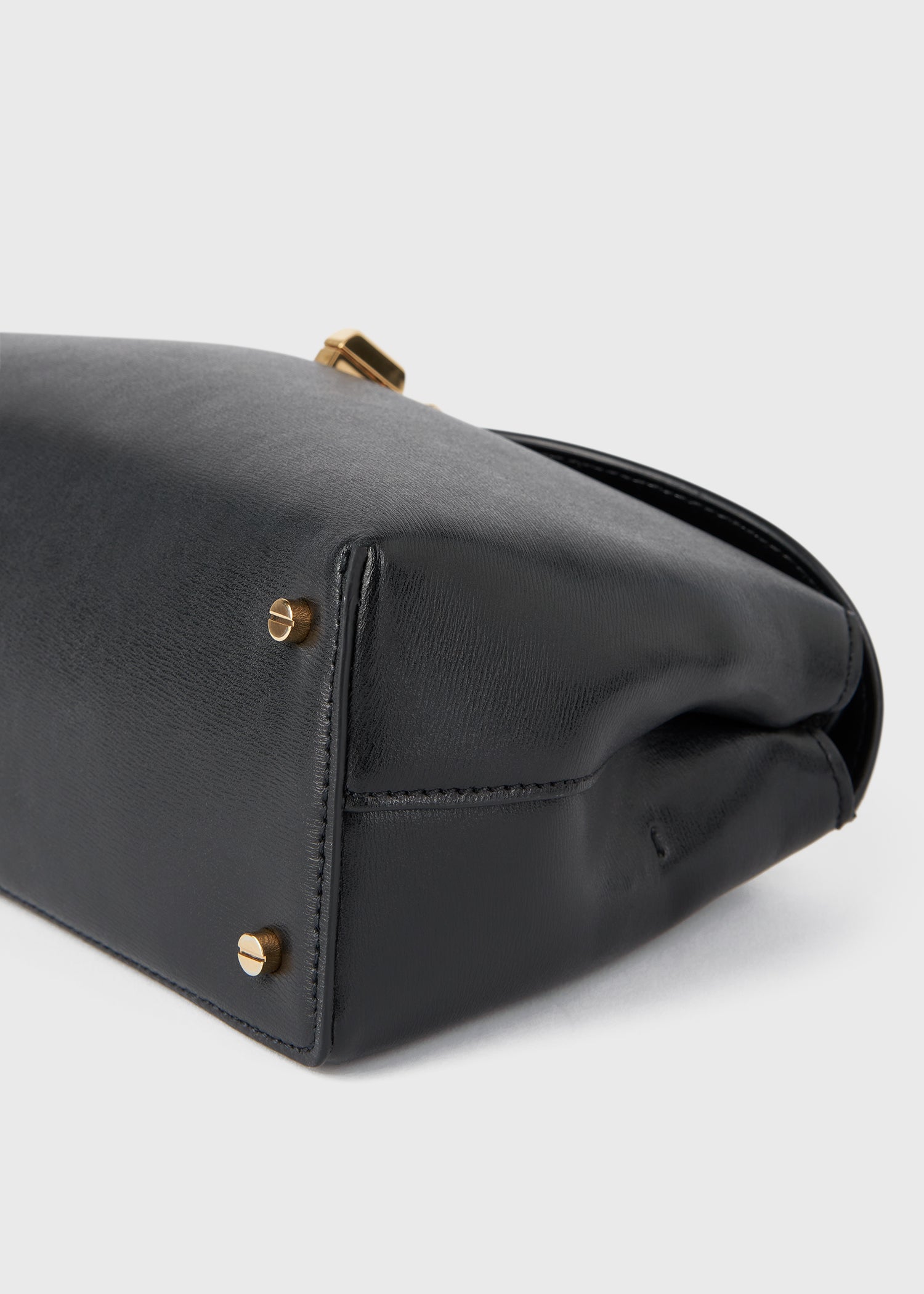 Totême-T-Lock Leather Clutch - Black-Bags-Boboli-Vancouver-Canada