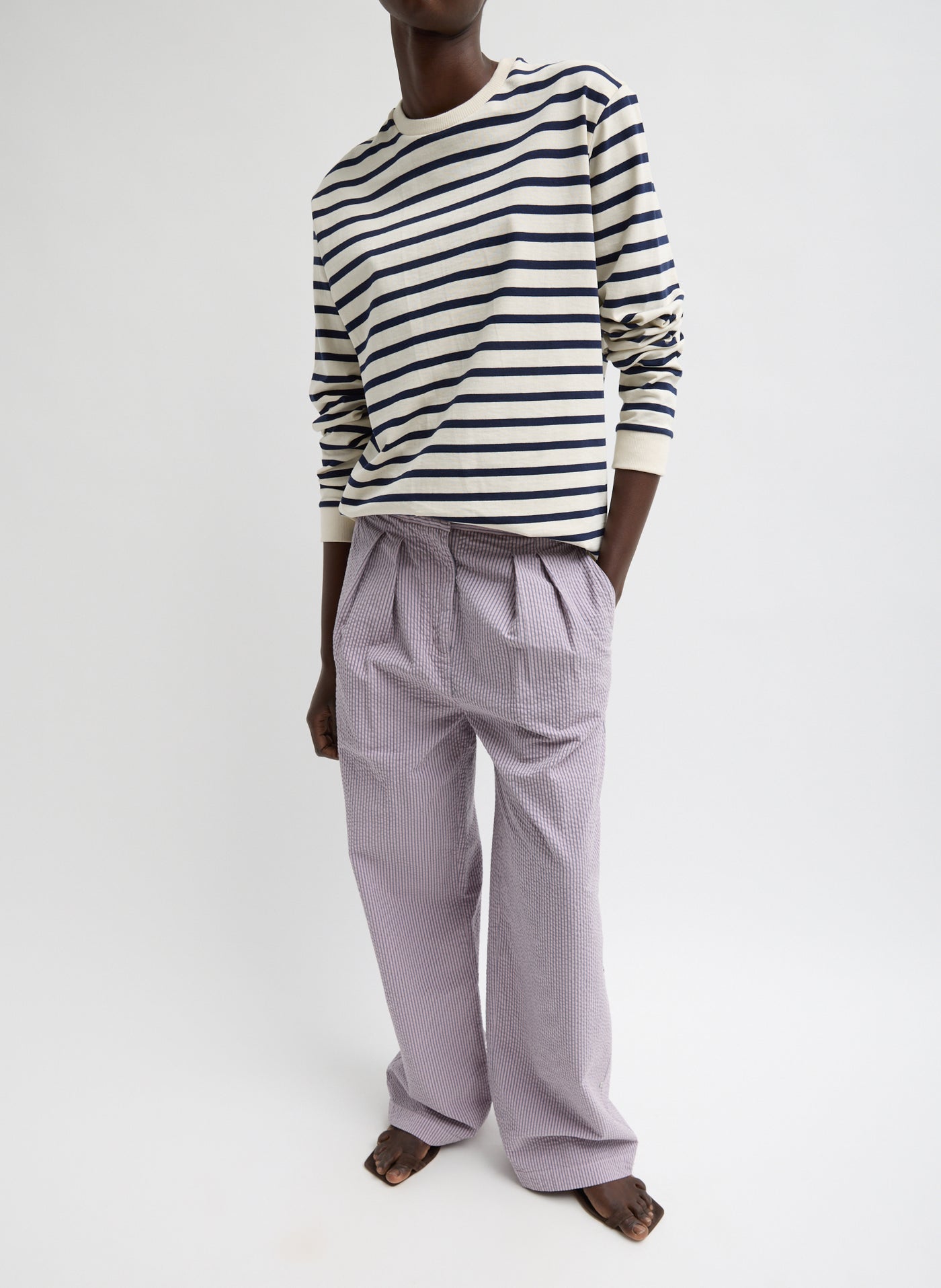 Tibi-Garment Dyed Seersucker Stella Pants - Mauve-Pants-Boboli-Vancouver-Canada