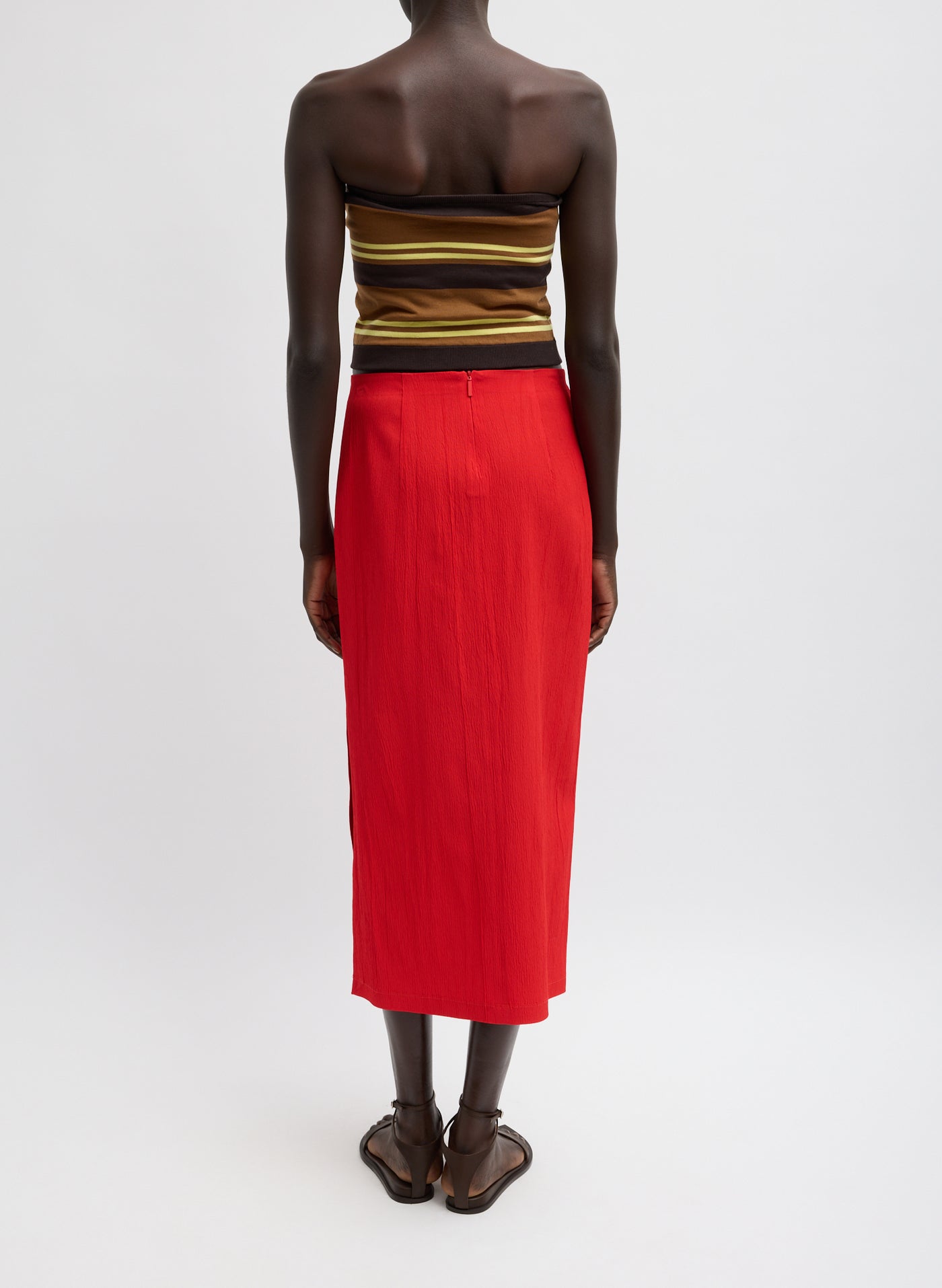 Tibi-Creased Stretch Crepe Skirt - Red-Skirts-Boboli-Vancouver-Canada