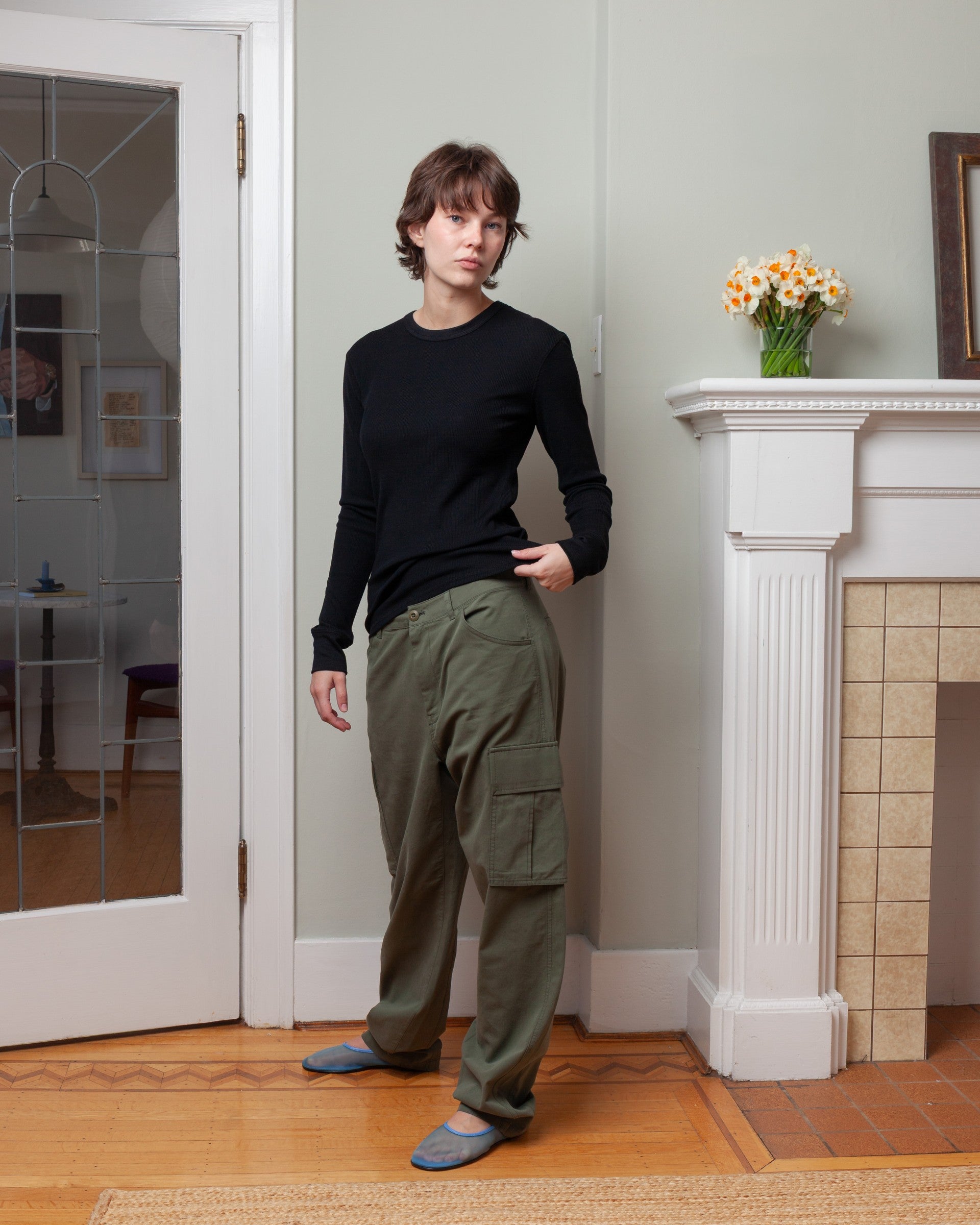 Vis A Vis-Wool Rib Crewneck Tee - Black-Shirts-Boboli-Vancouver-Canada