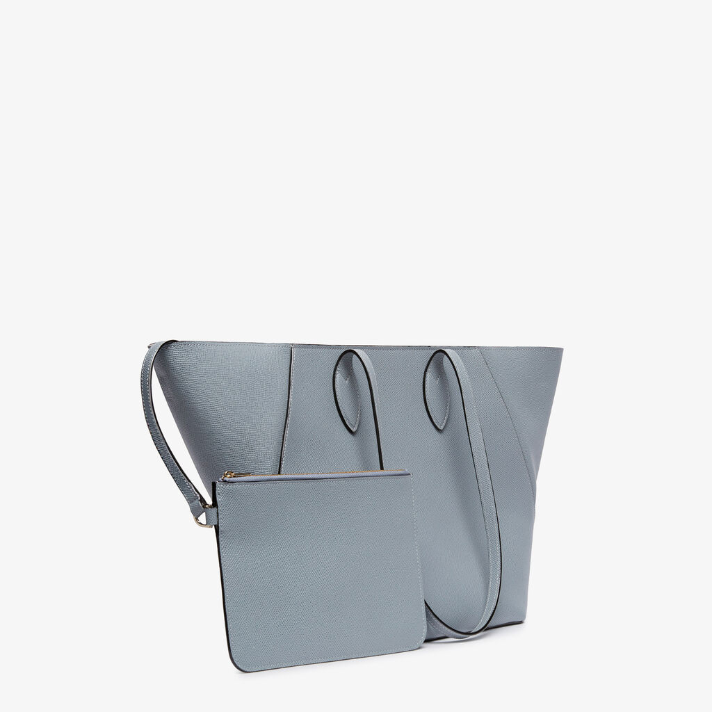 Valextra-Vivi Shopping Medium Bag - Niagara Blue-Bags-Boboli-Vancouver-Canada