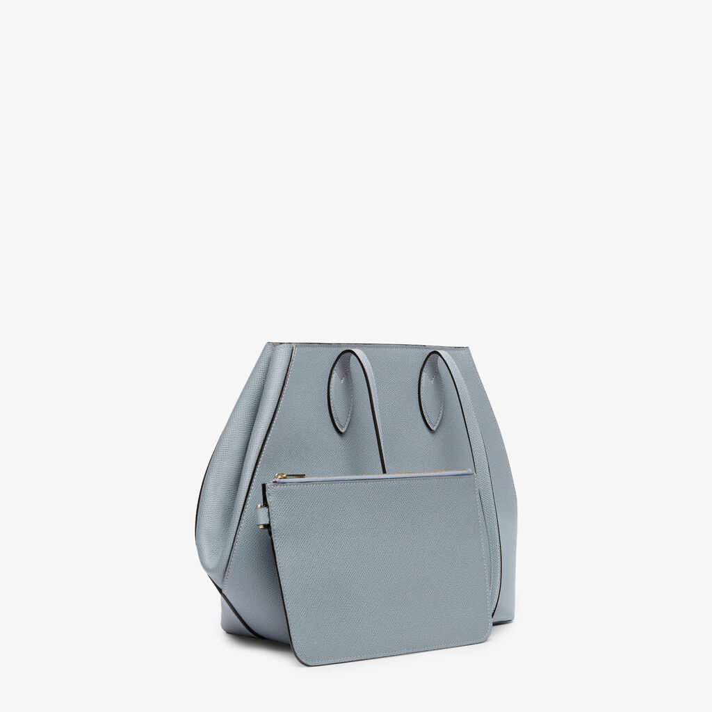 Valextra-Vivi Shopping Medium Bag - Niagara Blue-Bags-Boboli-Vancouver-Canada