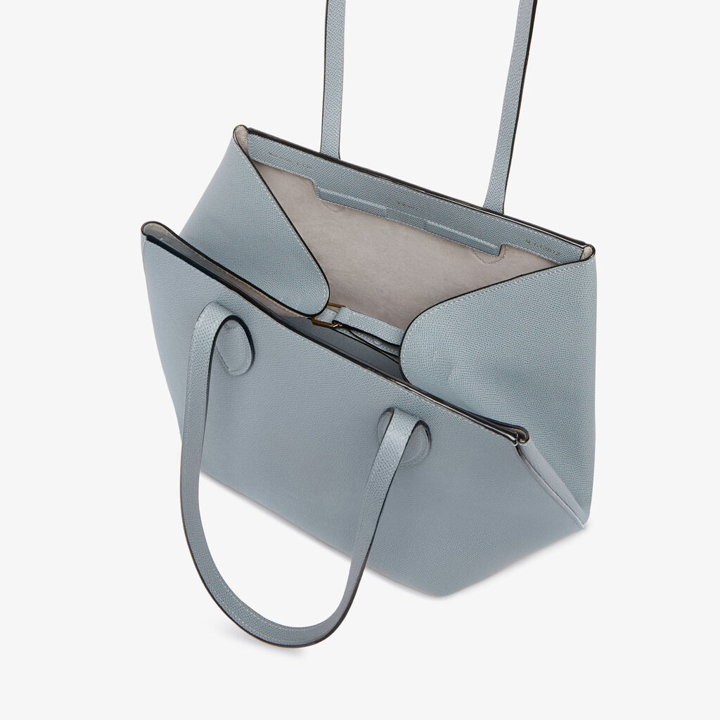 Valextra-Vivi Shopping Medium Bag - Niagara Blue-Bags-Boboli-Vancouver-Canada