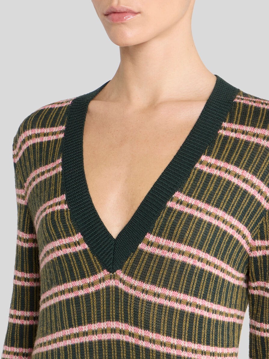 Etro-Wool-Blend Jacquard Sweater - Green/Multi-Sweaters-Boboli-Vancouver-Canada