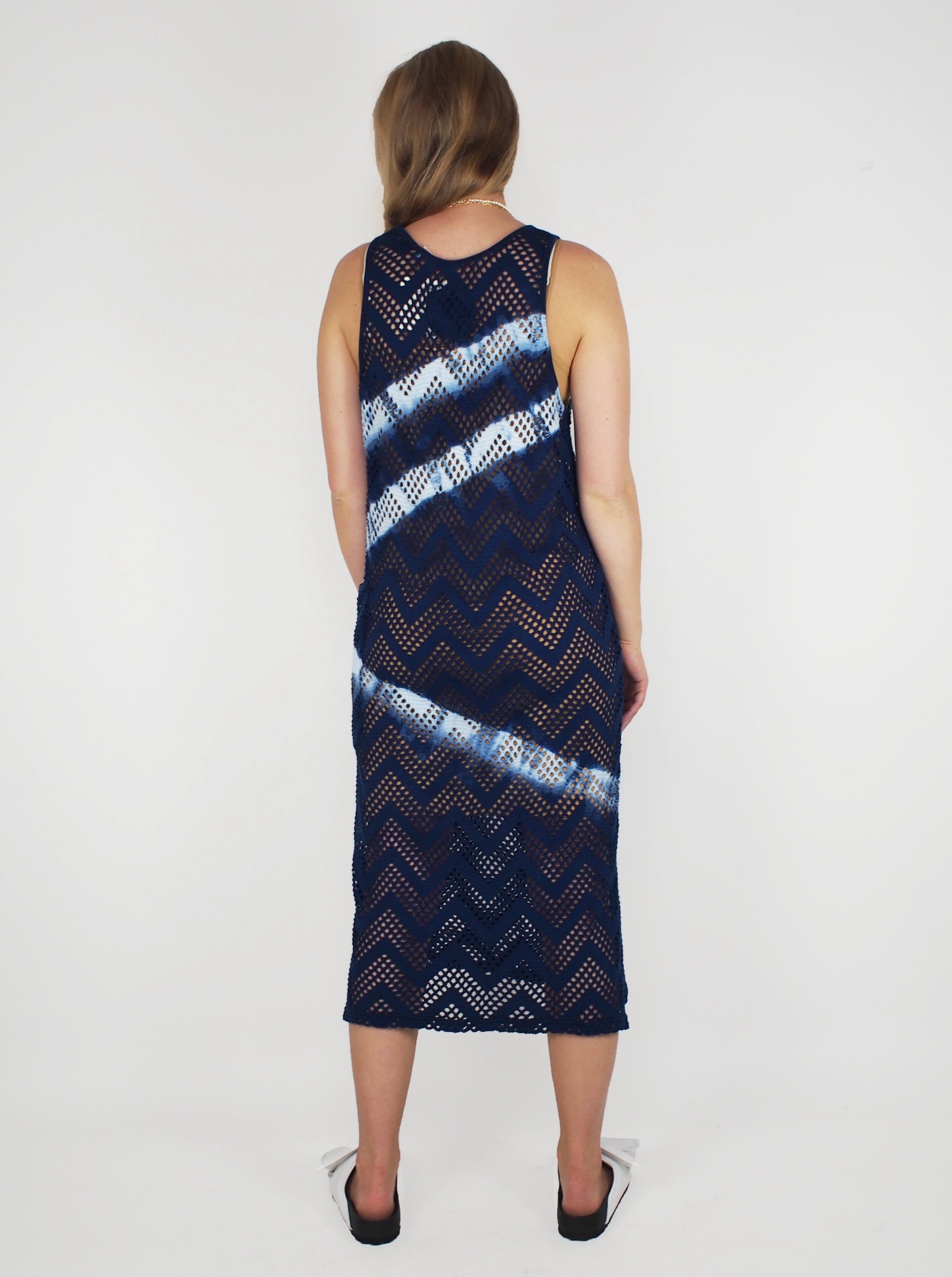 Blue Blue Japan-Yamamichi Shibori Dyed Dress - Blue-Dresses-Boboli-Vancouver-Canada