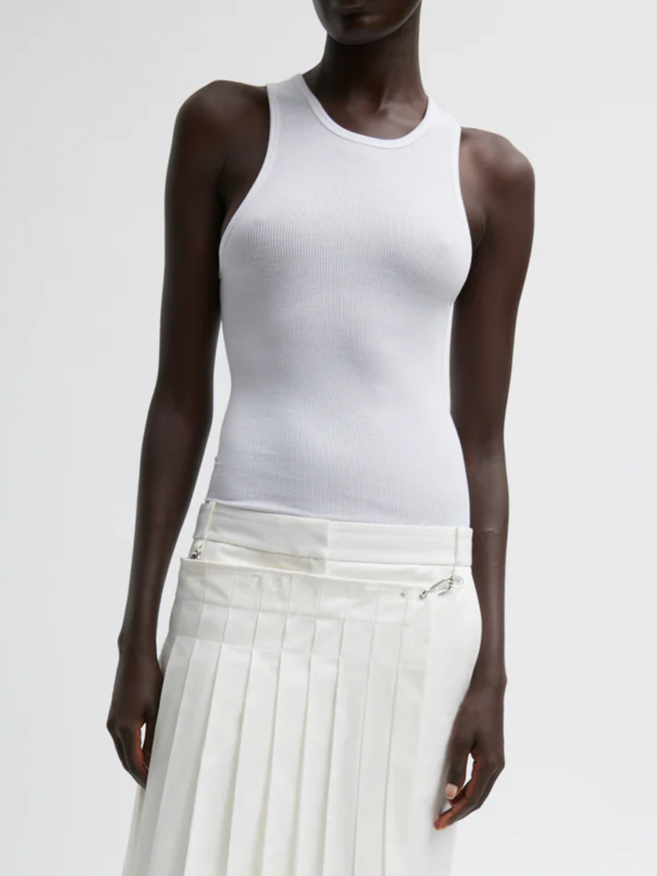 Tibi-Circular Fine Rib T-Tank - White-Tops-Boboli-Vancouver-Canada