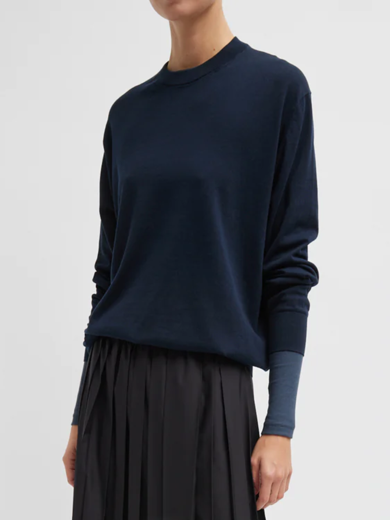 Tibi-Super Fine Gauge Perfect Men's Pullover - Navy-Sweaters-Boboli-Vancouver-Canada