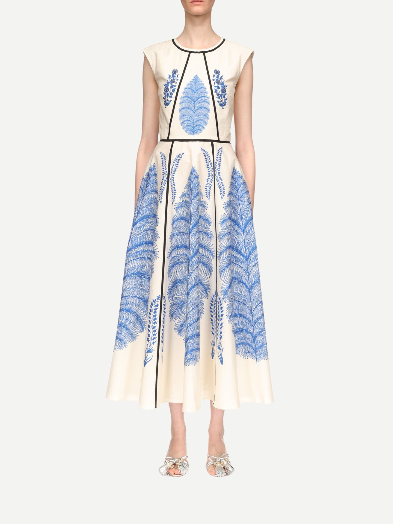 Giambattista Valli-Printed Popeline Dress - Ivory/Blue-Dresses-Boboli-Vancouver-Canada