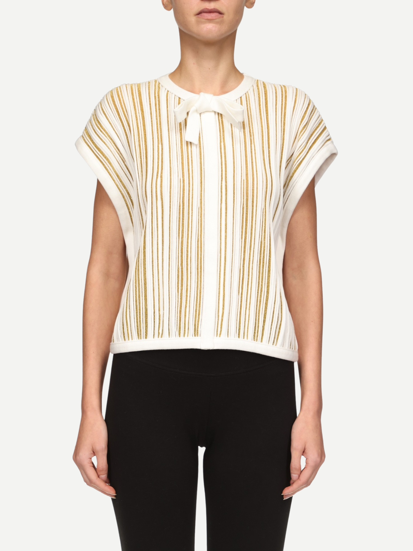 Giambattista Valli-Viscose Lame Mix Knit Top - Gold/Ivory-Tops-Boboli-Vancouver-Canada