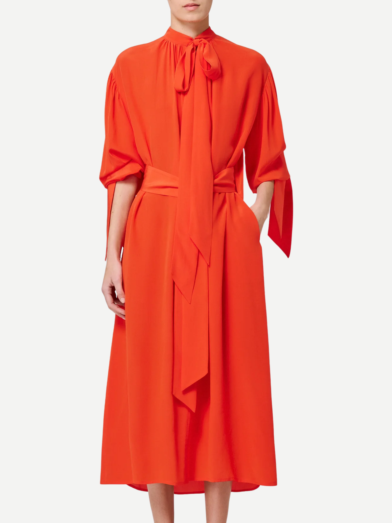 Sa Su Phi-Susanna Long Dress w/Vest - Orange-Dresses-Boboli-Vancouver-Canada