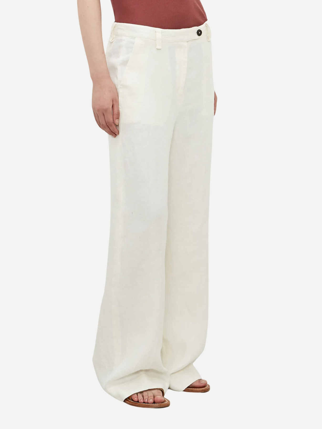Massimo Alba-Lamia High Waist Pants - Cream-Pants-Boboli-Vancouver-Canada