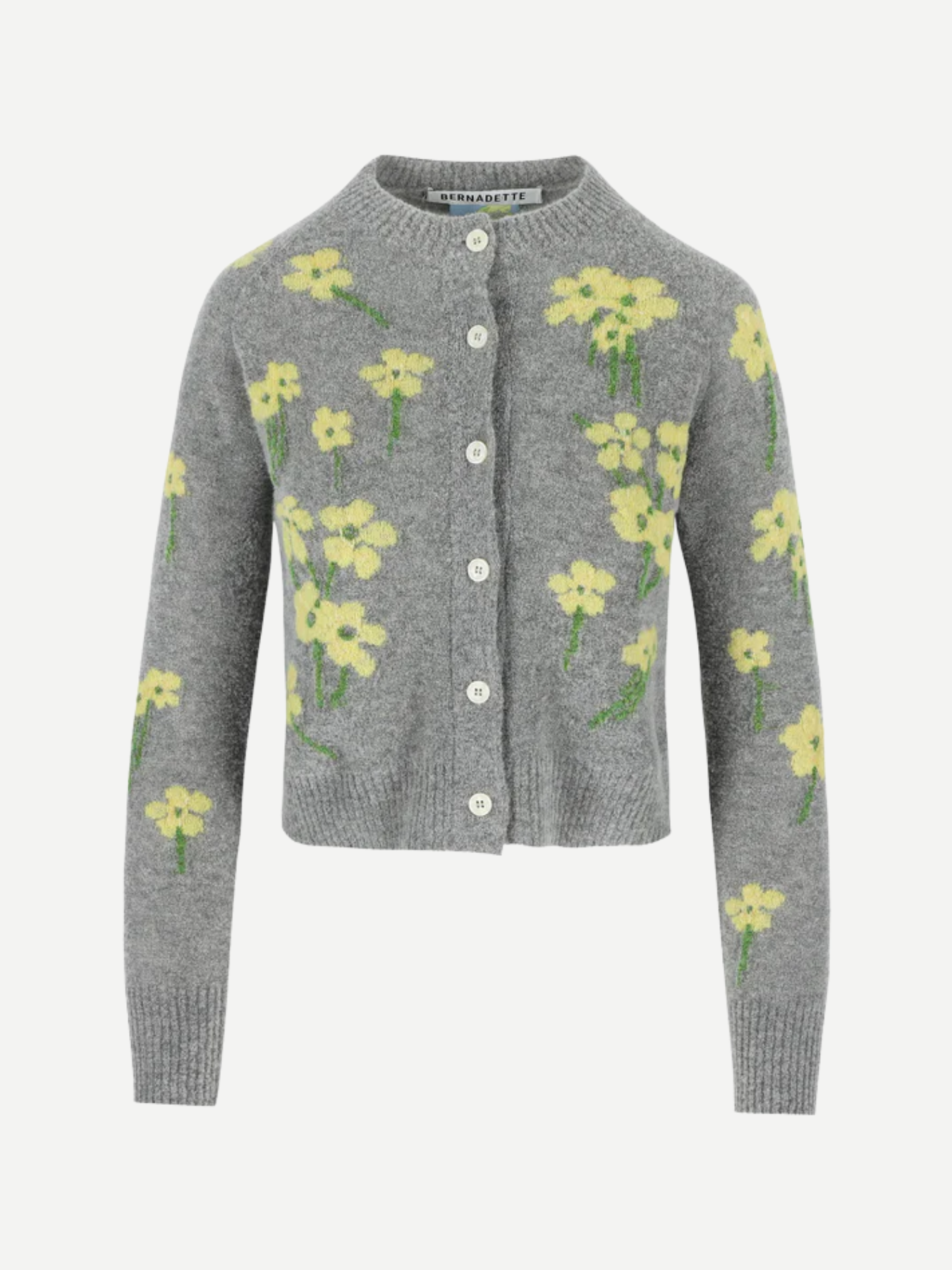 Bernadette-Cardigan Nona - Grey/Yellow-Cardigans-Boboli-Vancouver-Canada