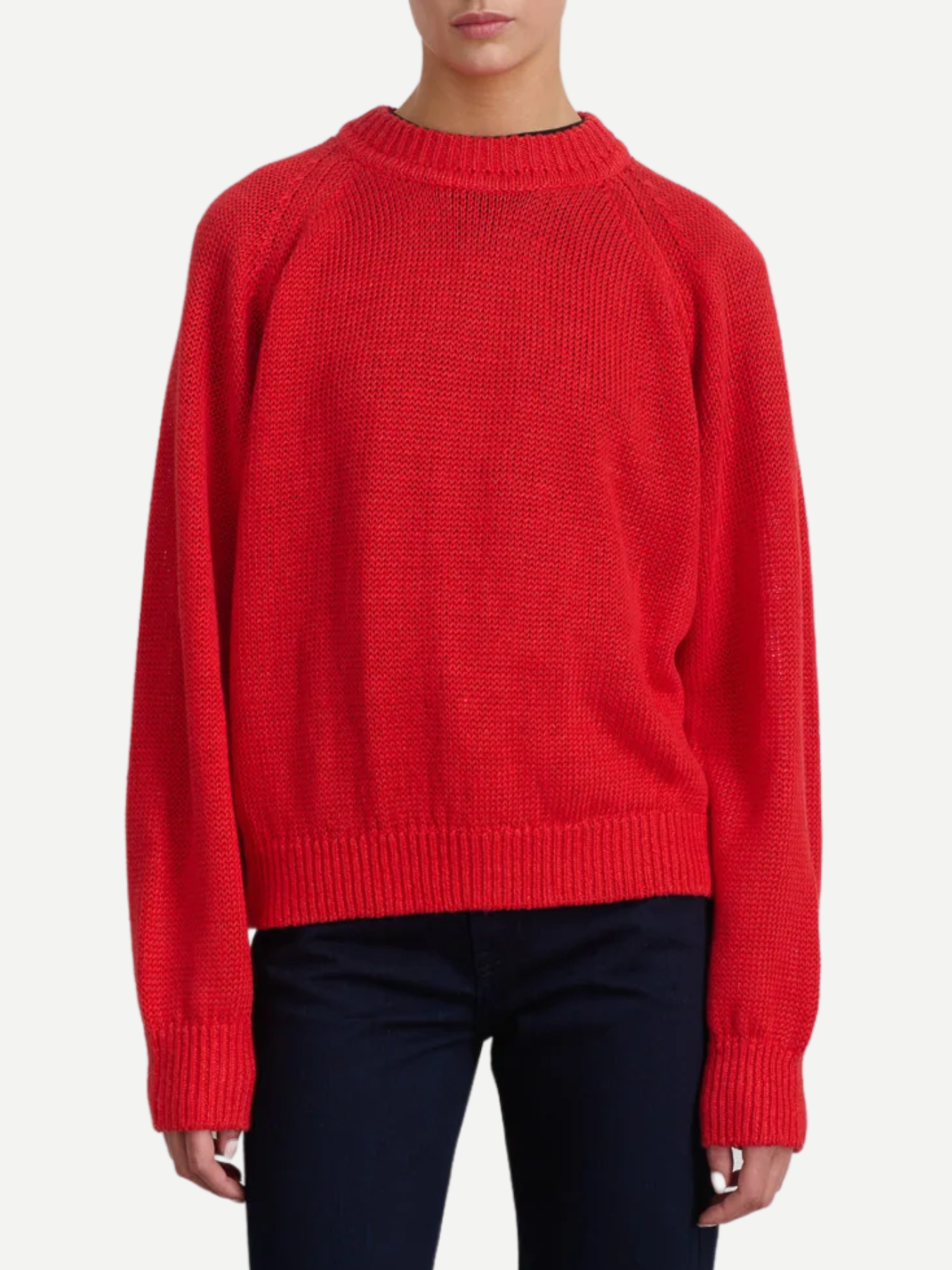 B Sides-Lind Knit Crew - Geranium Linen-Sweaters-Boboli-Vancouver-Canada