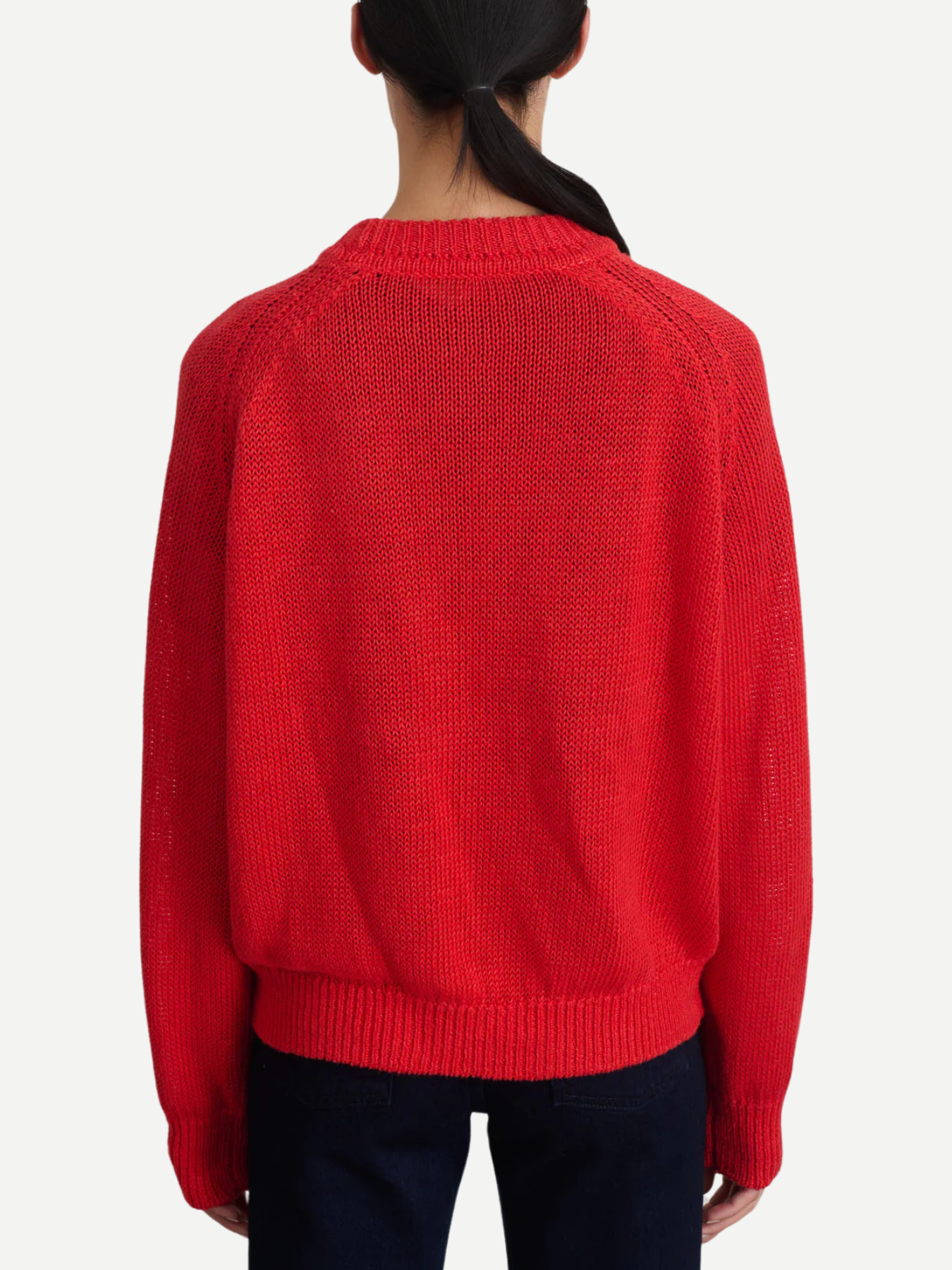 B Sides-Lind Knit Crew - Geranium Linen-Sweaters-Boboli-Vancouver-Canada