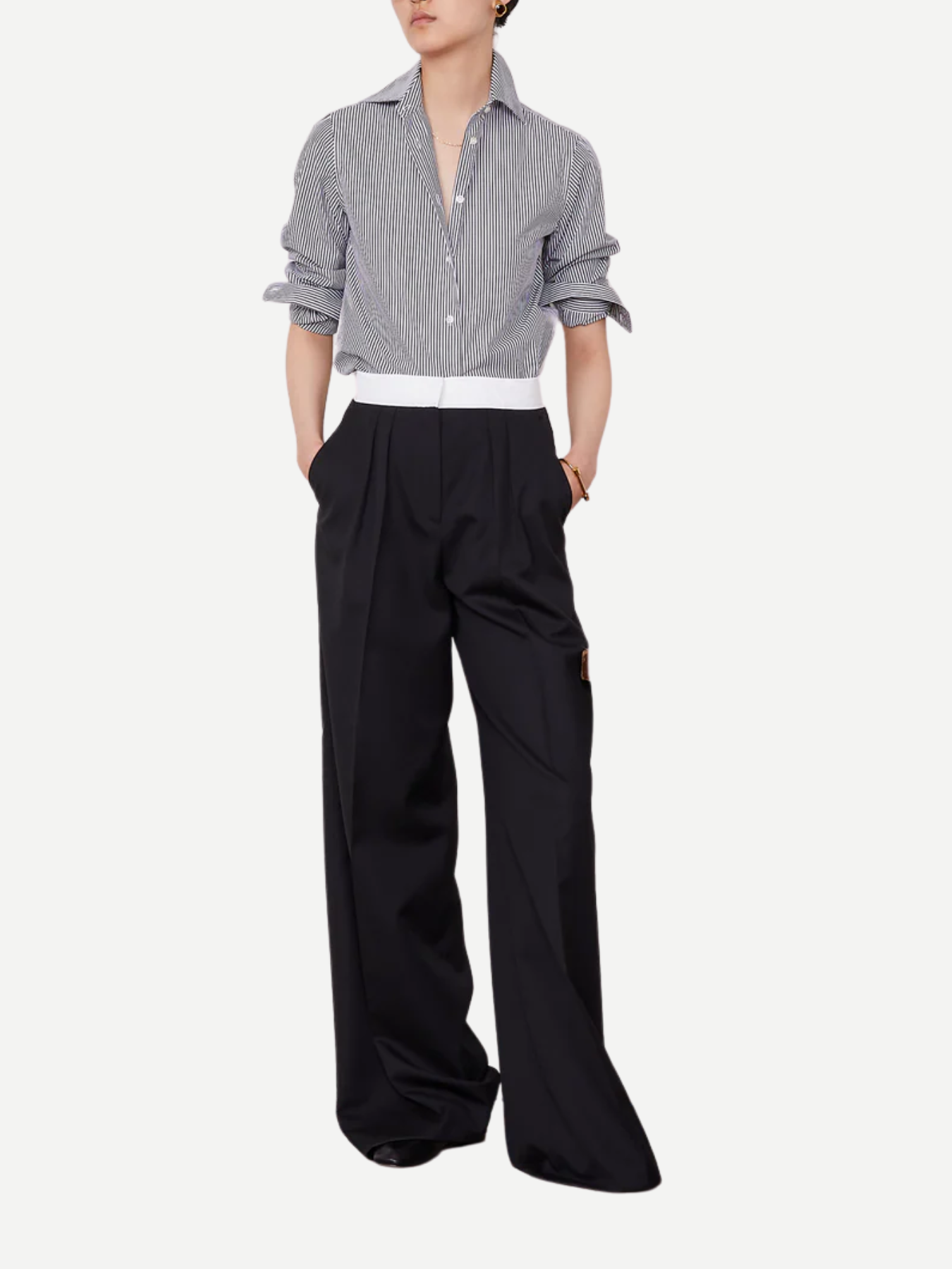 Officine Generale-Elia Herringbone Pants - Black-Pants-Boboli-Vancouver-Canada