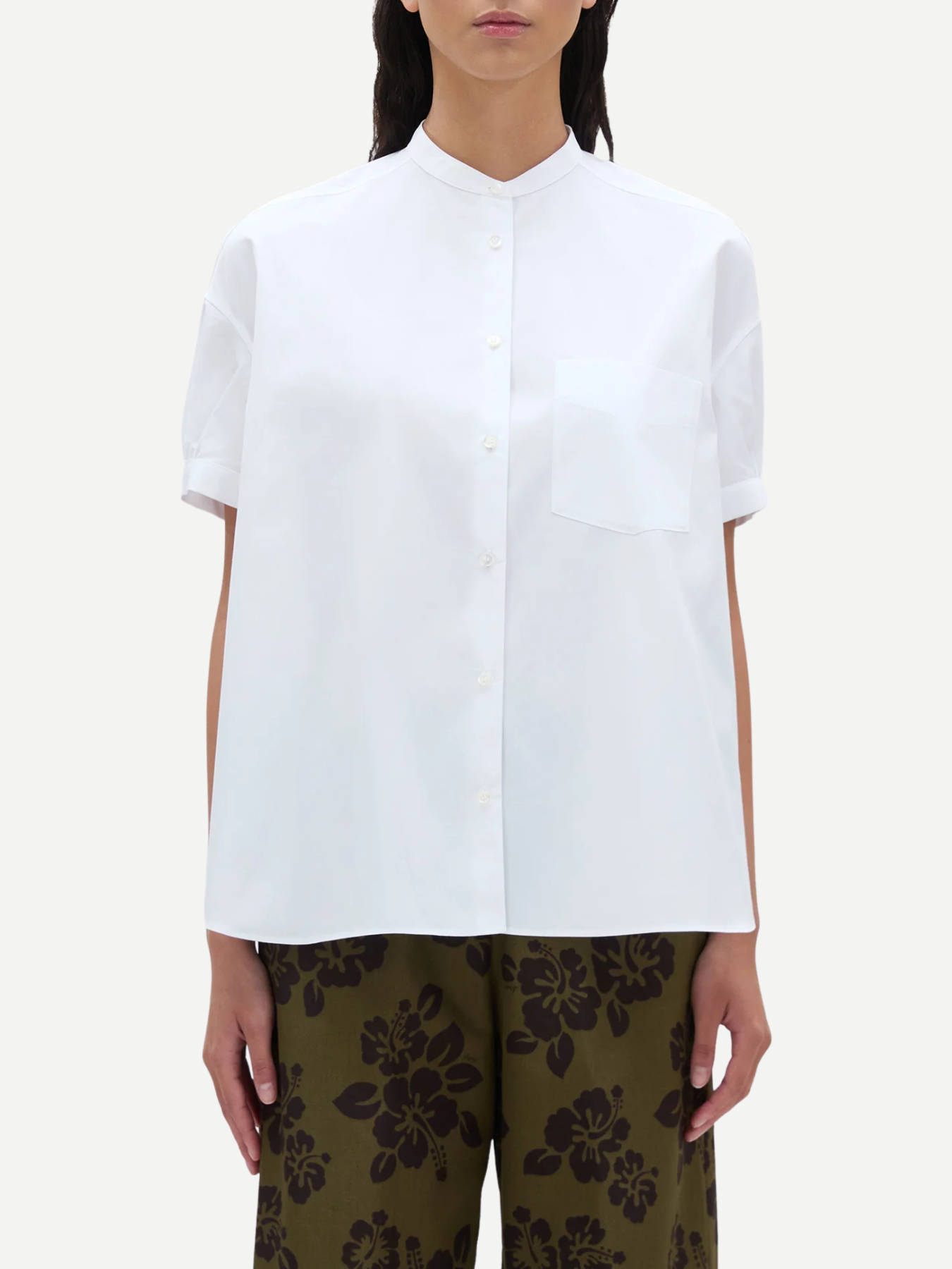 Aspesi-S.S. Cotton Blouse - White-Shirts-Boboli-Vancouver-Canada
