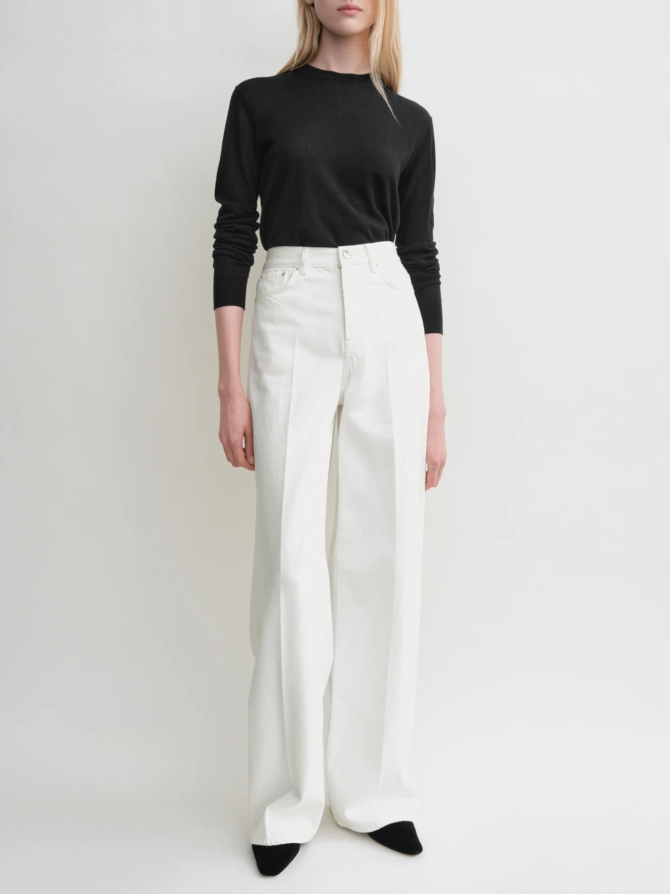 Totême-Wide Leg Denim - White-Pants-Boboli-Vancouver-Canada
