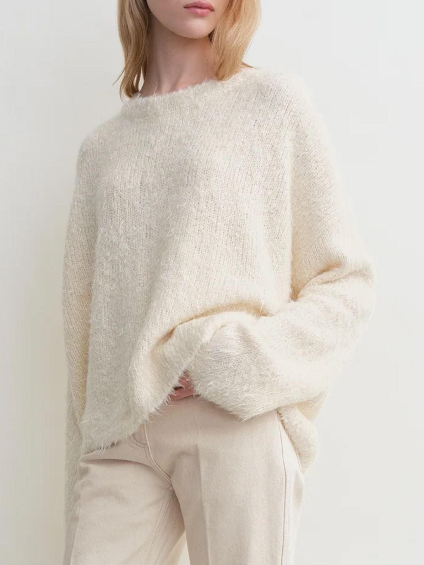 Totême-Boxy Silk Knit - Cream-Tops-Boboli-Vancouver-Canada