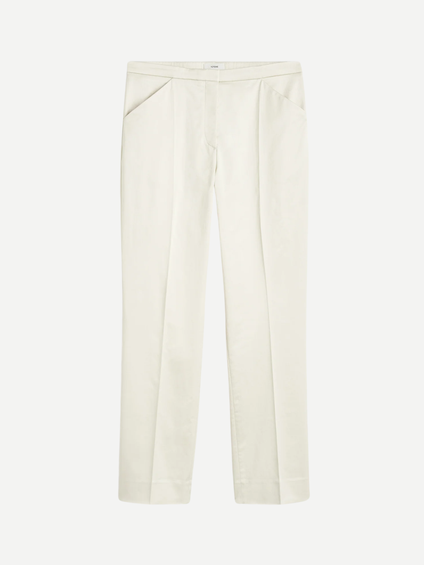Totême-Cropped Straight Trousers - Ecru-Pants-Boboli-Vancouver-Canada