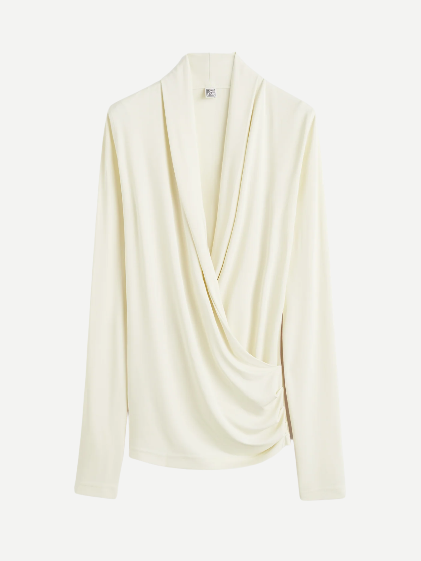 Totême-Overlapped Jersey Top - Ecru-Tops-Boboli-Vancouver-Canada