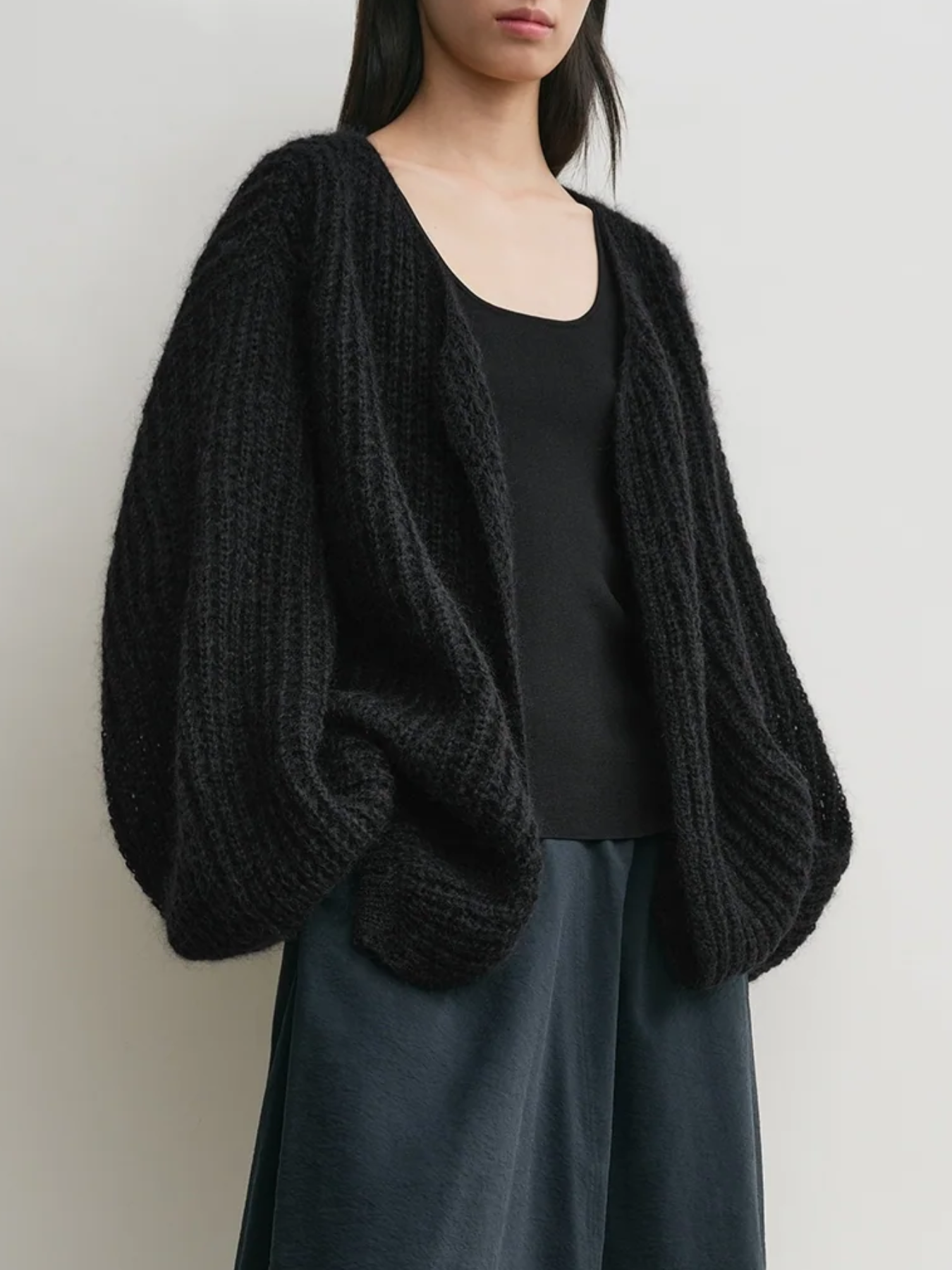 Totême-Puffed Cardigan - Black-Cardigans-Boboli-Vancouver-Canada