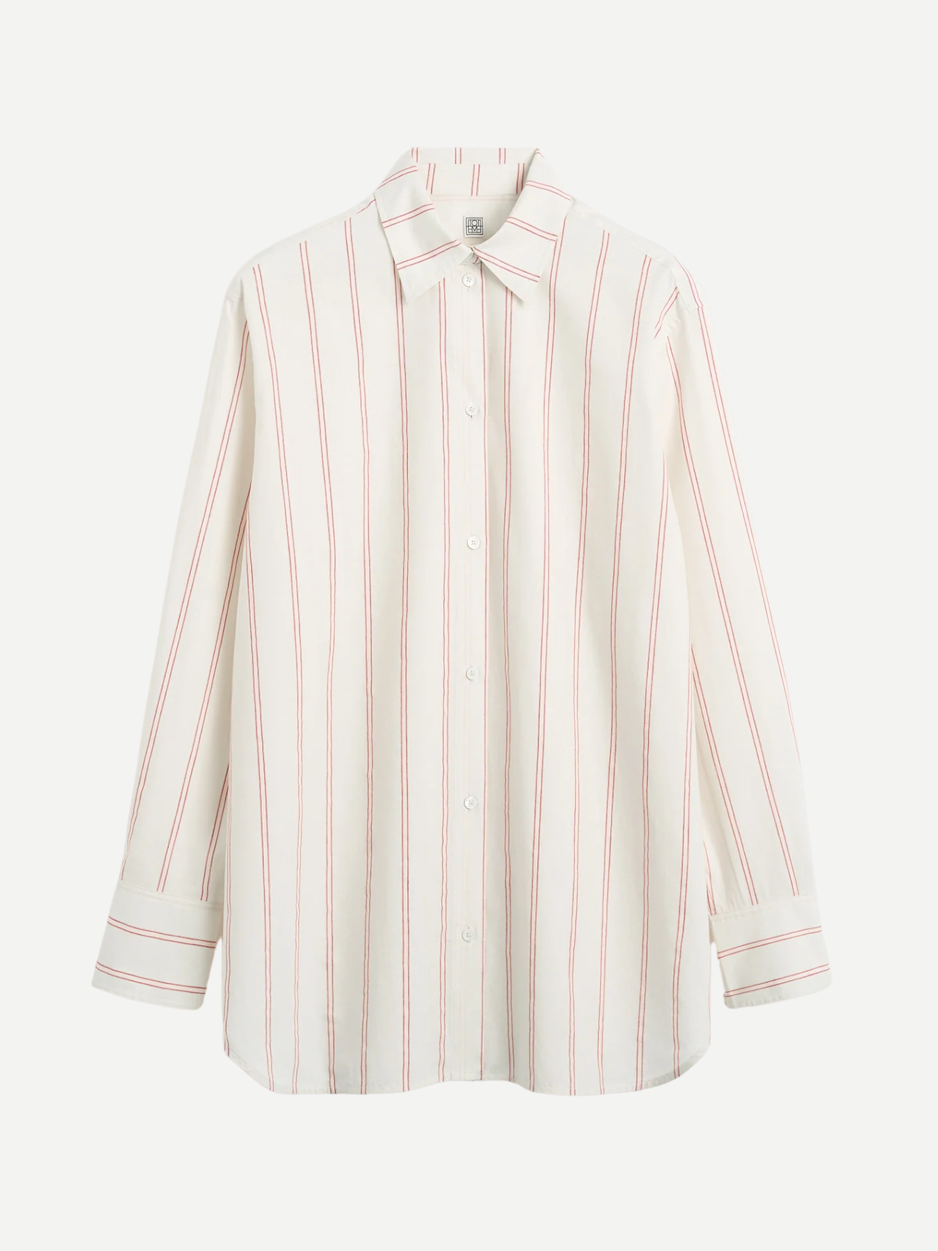 Totême-Relaxed Striped Shirt - Ecru/Blossom-Shirts-Boboli-Vancouver-Canada