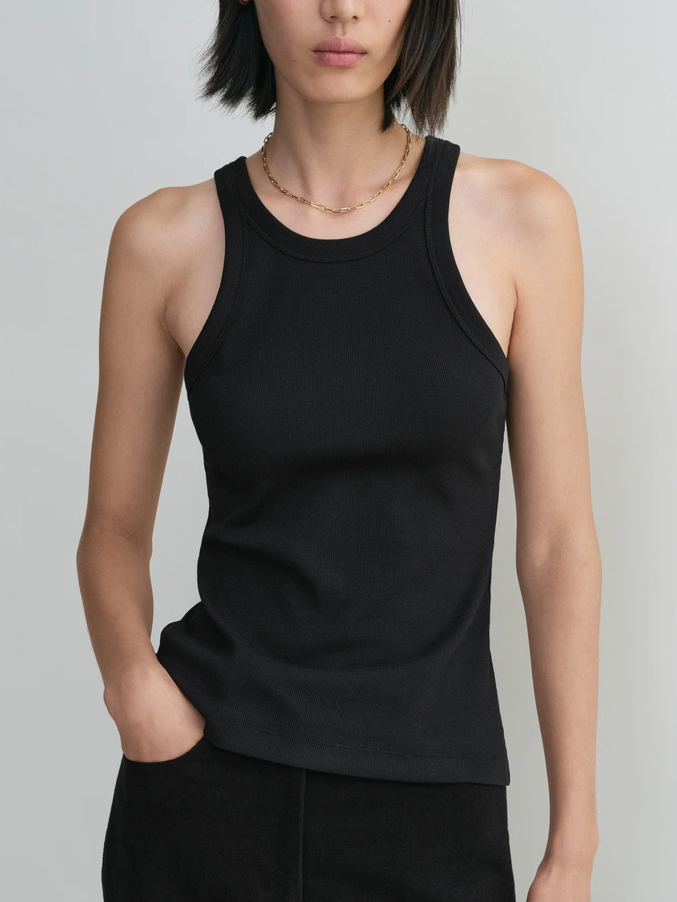 Totême-Curved Rib Tank - Black-Tops-Boboli-Vancouver-Canada