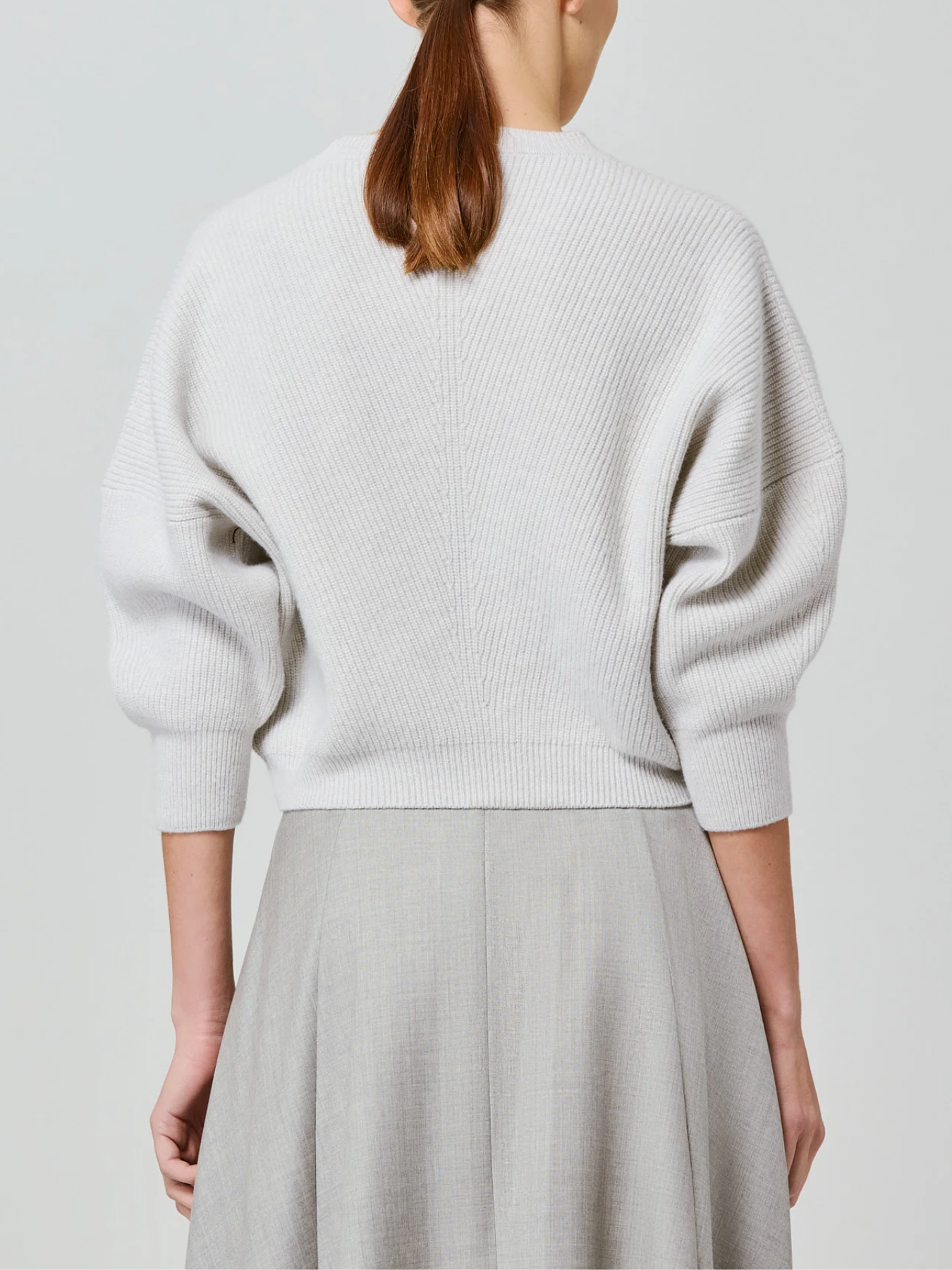 English Ribbed 3 Quarter Sleeve - Ice