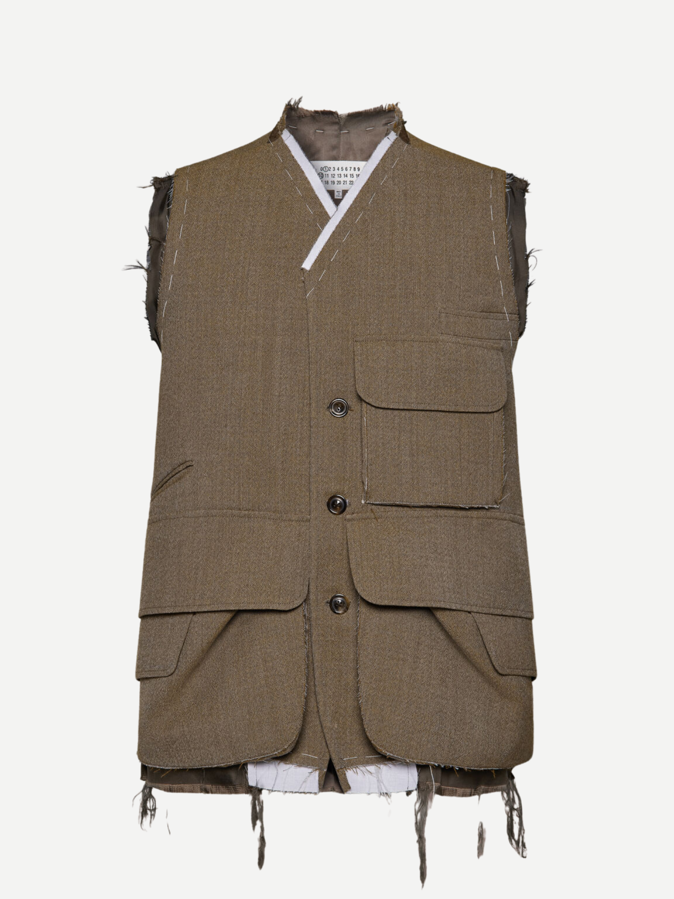 Maison Margiela-Sleeveless Wool Jacket - Olive-Jackets-Boboli-Vancouver-Canada