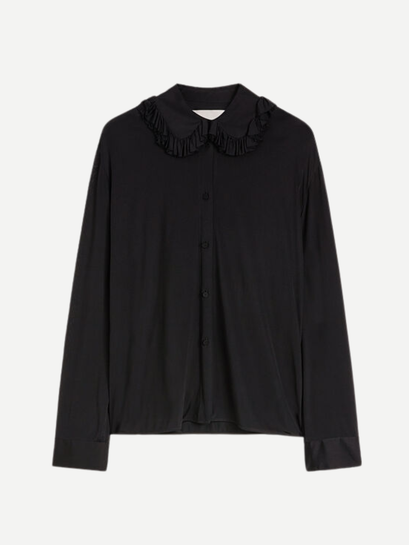 Jil Sander-L.S. Shirt w/Rouches - Black-Shirts-Boboli-Vancouver-Canada