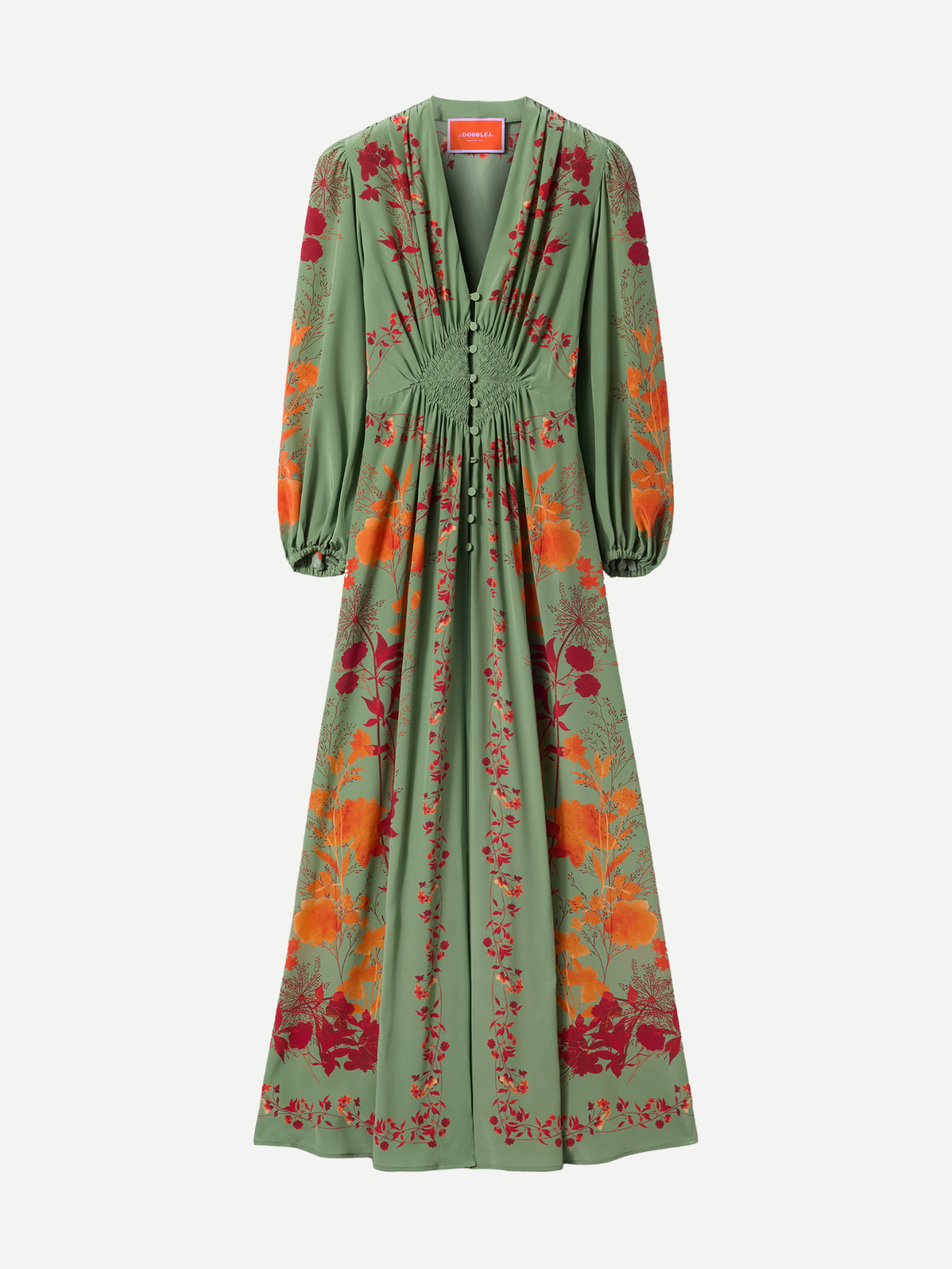 La DoubleJ-Long Camerino Dress Placee - Woodland Placee-Dresses-Boboli-Vancouver-Canada
