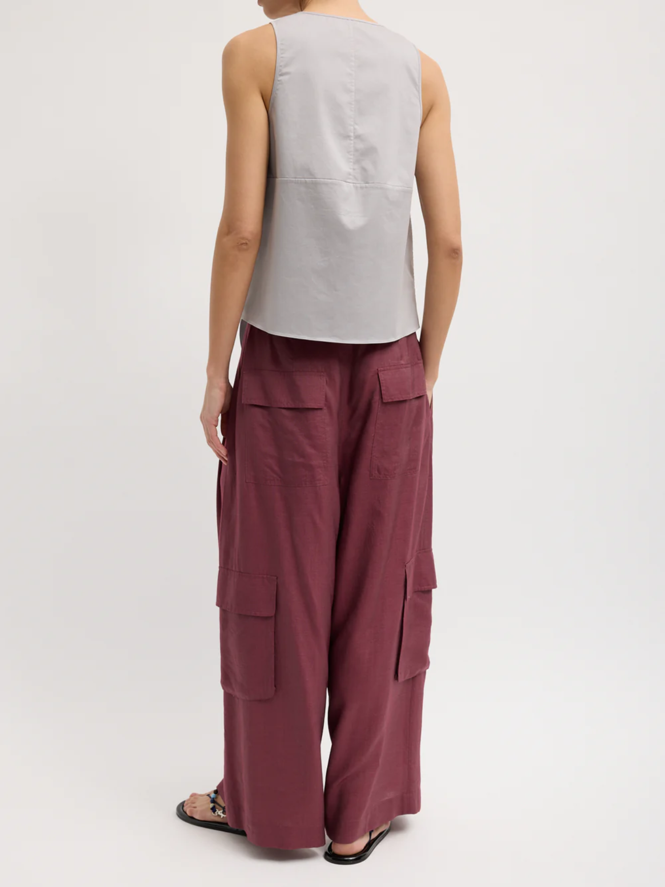Tibi-Garment Dyed Tie Front Top - Grey-Tops-Boboli-Vancouver-Canada