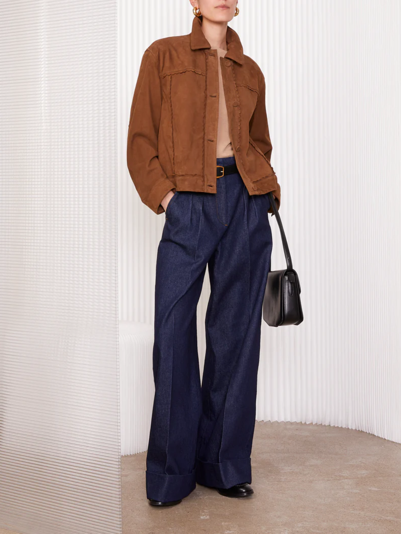 Officine Generale-Dewi Deco Goat Suede Jacket - Tobacco-Jackets-Boboli-Vancouver-Canada