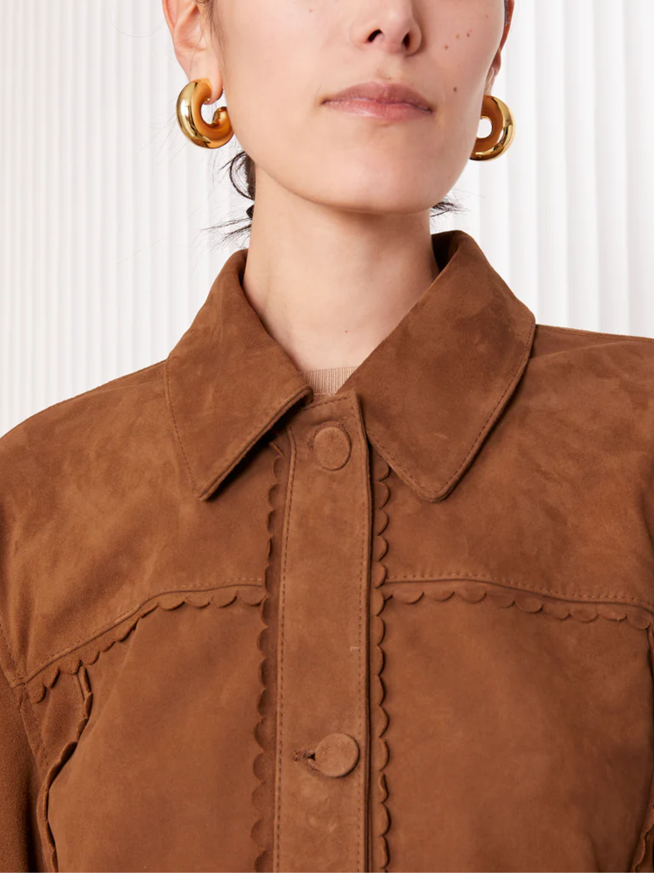 Officine Generale-Dewi Deco Goat Suede Jacket - Tobacco-Jackets-Boboli-Vancouver-Canada