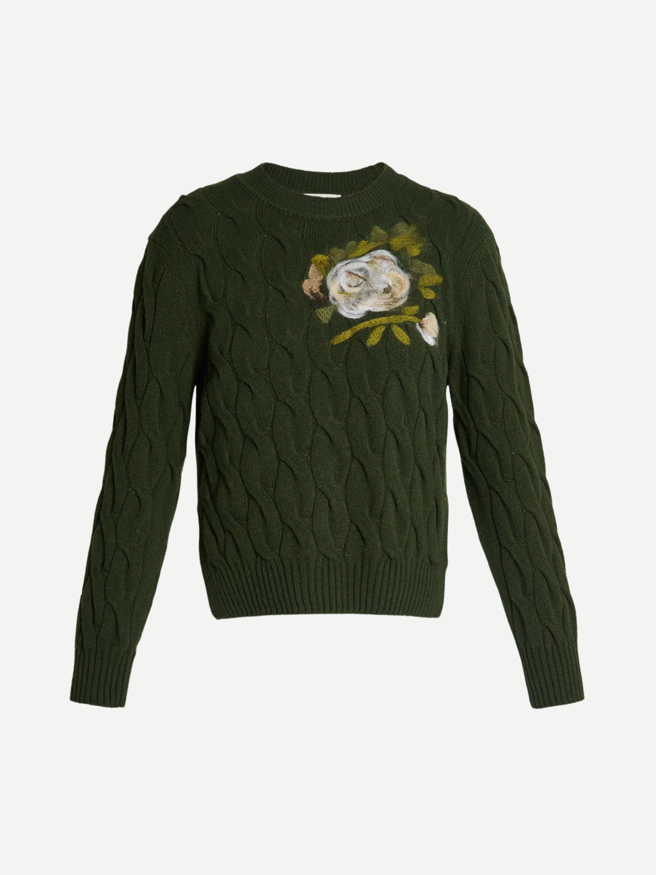 Erdem-Crew Neck Jumper - Dark Olive-Sweaters-Boboli-Vancouver-Canada
