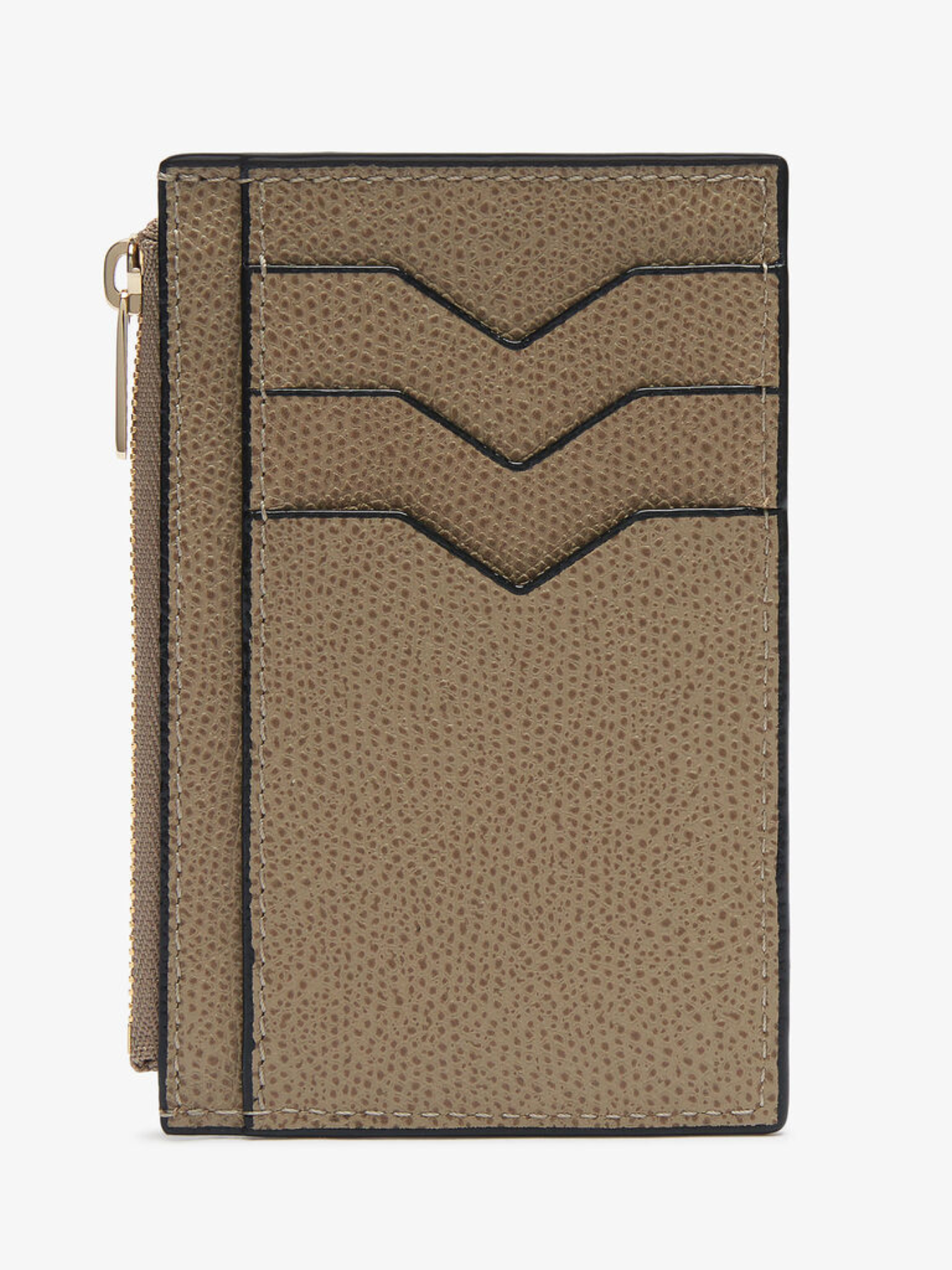 Valextra-Card Holder 3CC w/Zip - Oyster-Wallets-One Size-Boboli-Vancouver-Canada