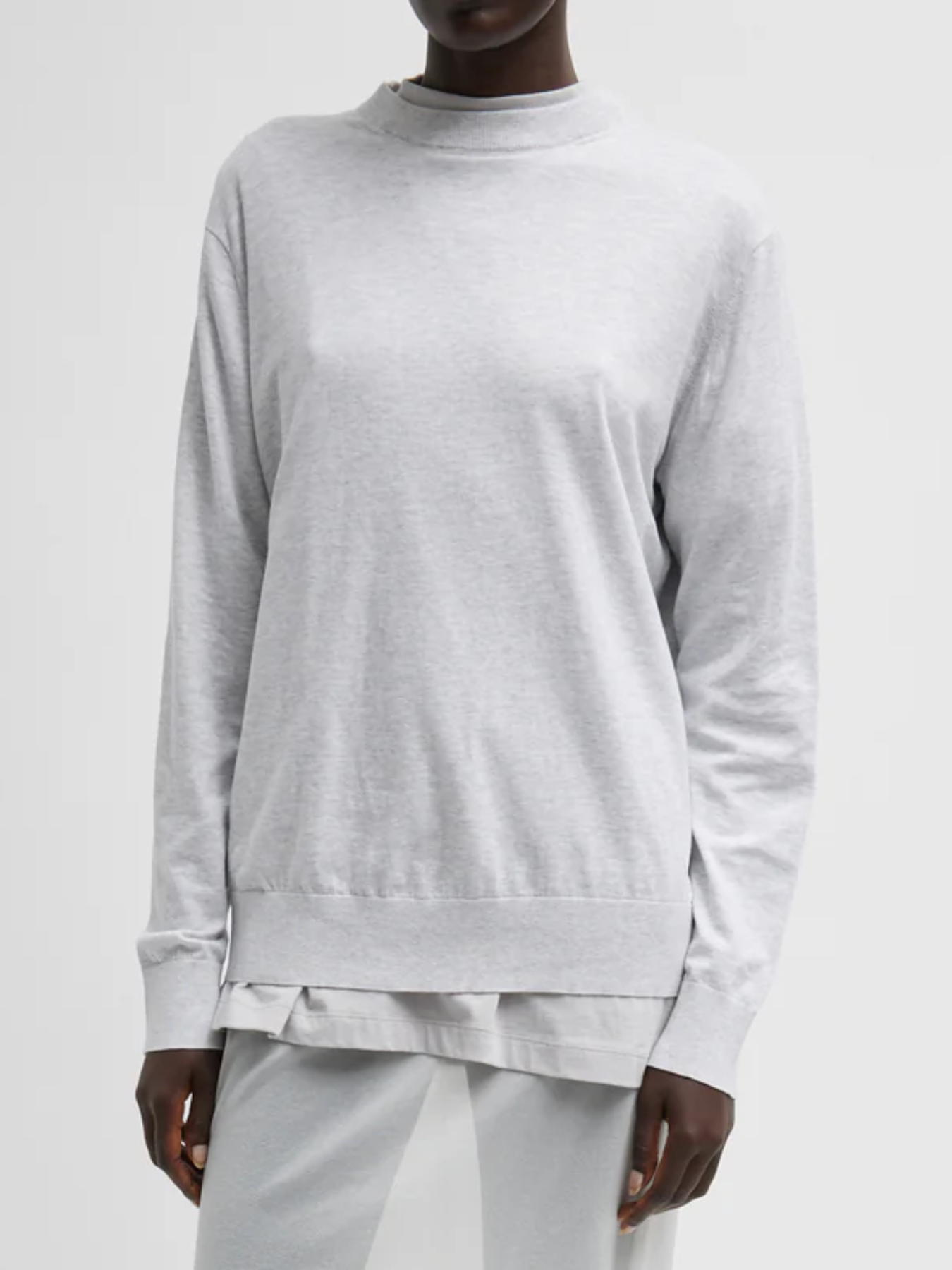 Tibi-Super Fine Gauge Perfect Men's Pullover - Light Heather Grey-Sweaters-Boboli-Vancouver-Canada