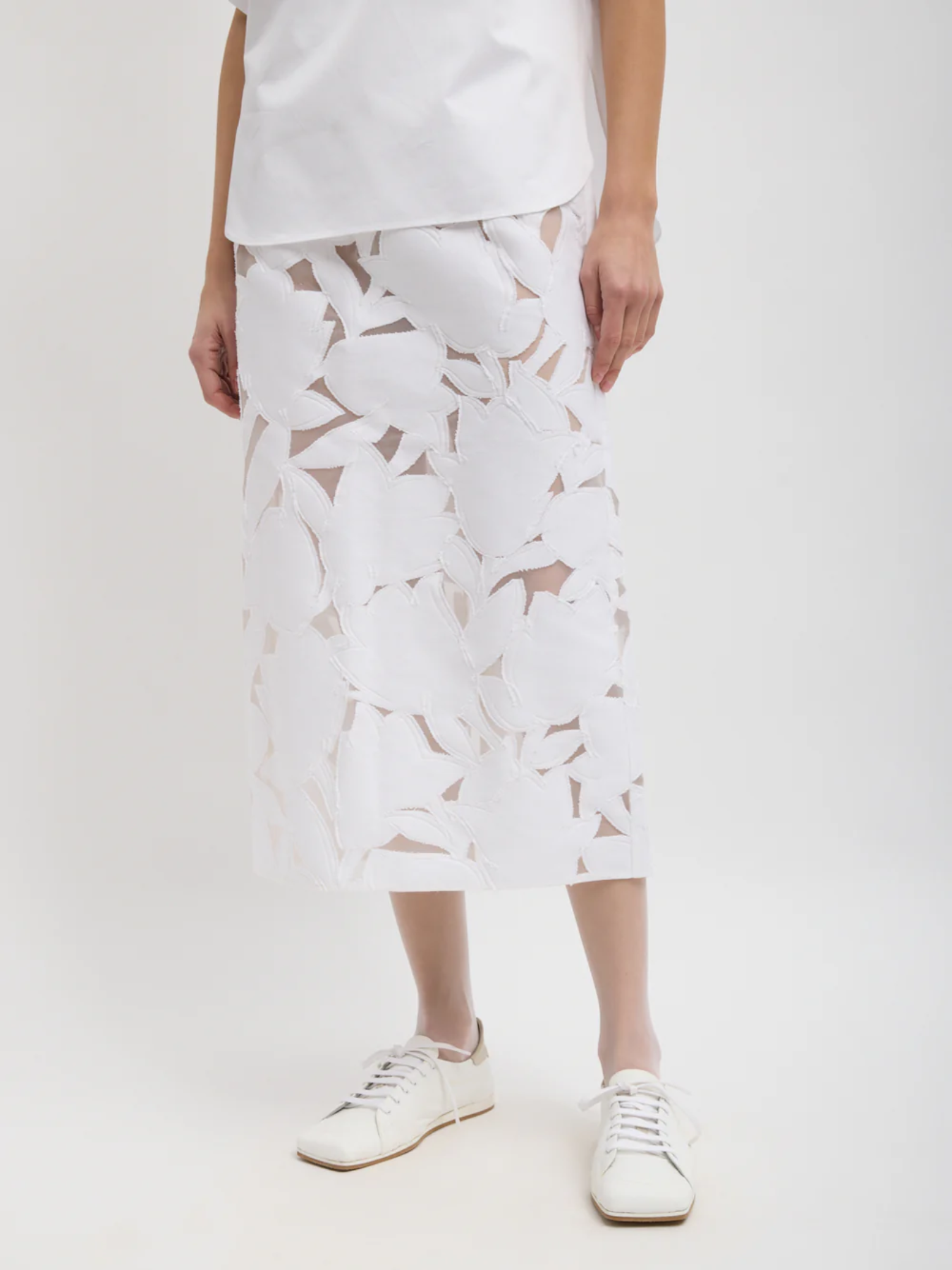 Tibi-Adelle Fil Coupe Pencil Skirt - Optic White-Skirts-Boboli-Vancouver-Canada