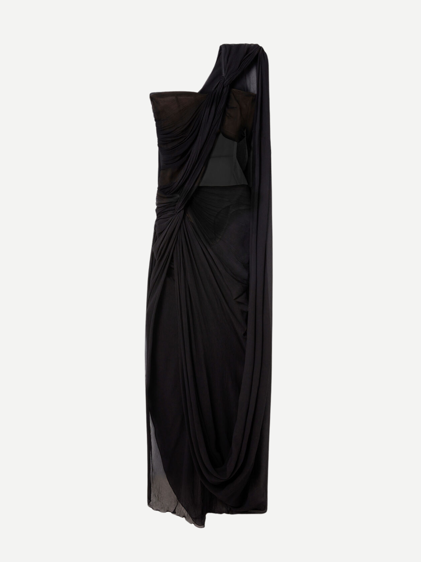 Stella McCartney-Creponne Asymetic Drape Maxi Dress - Black-Dresses-Boboli-Vancouver-Canada