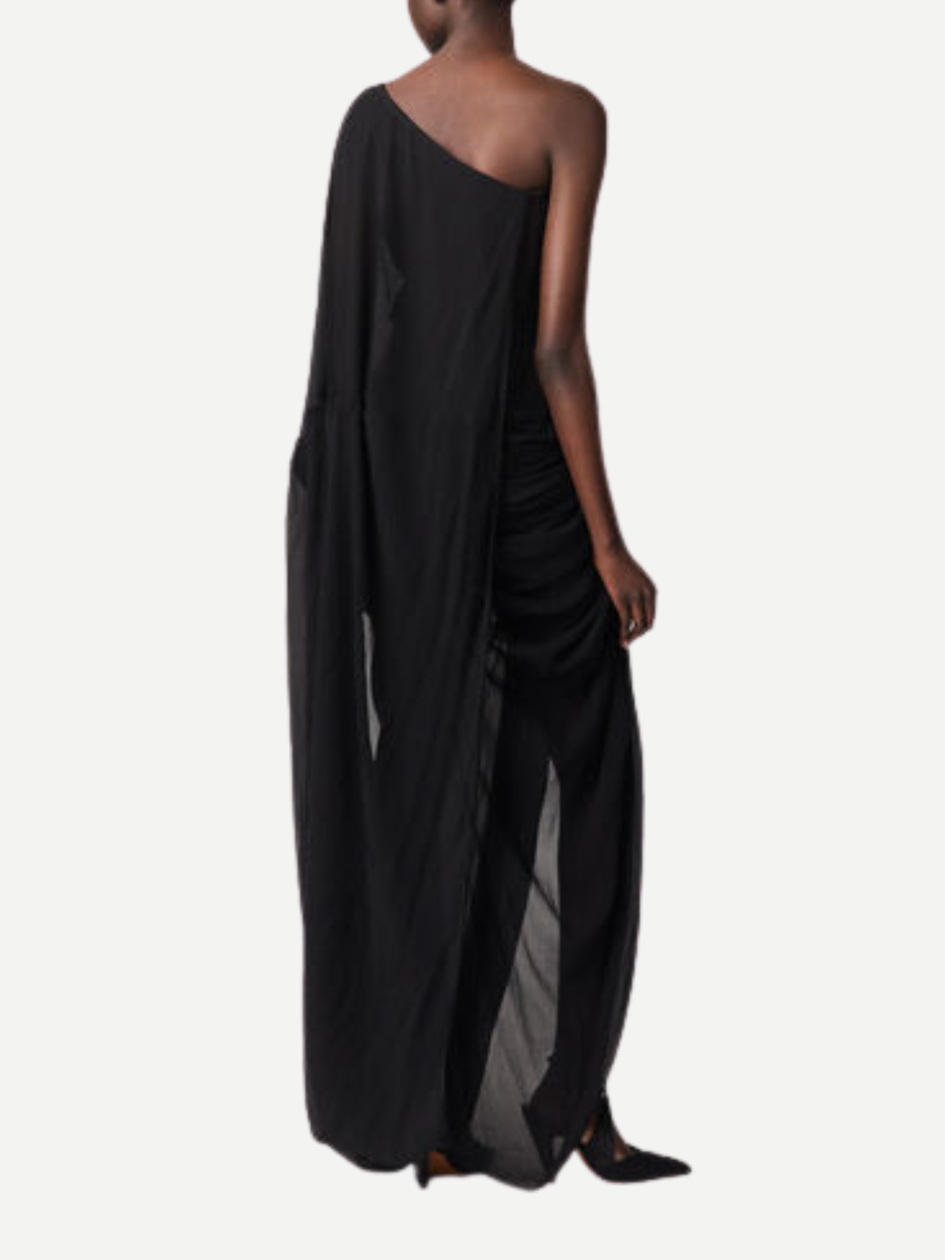 Stella McCartney-Creponne Asymetic Drape Maxi Dress - Black-Dresses-Boboli-Vancouver-Canada