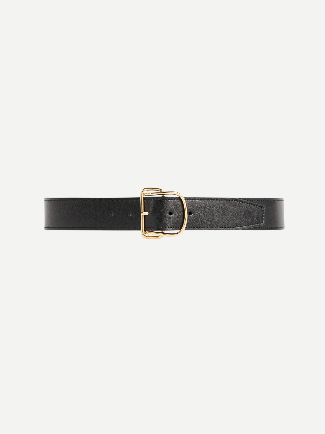Totême-Swirl Leather Belt - Black-Belts-Boboli-Vancouver-Canada