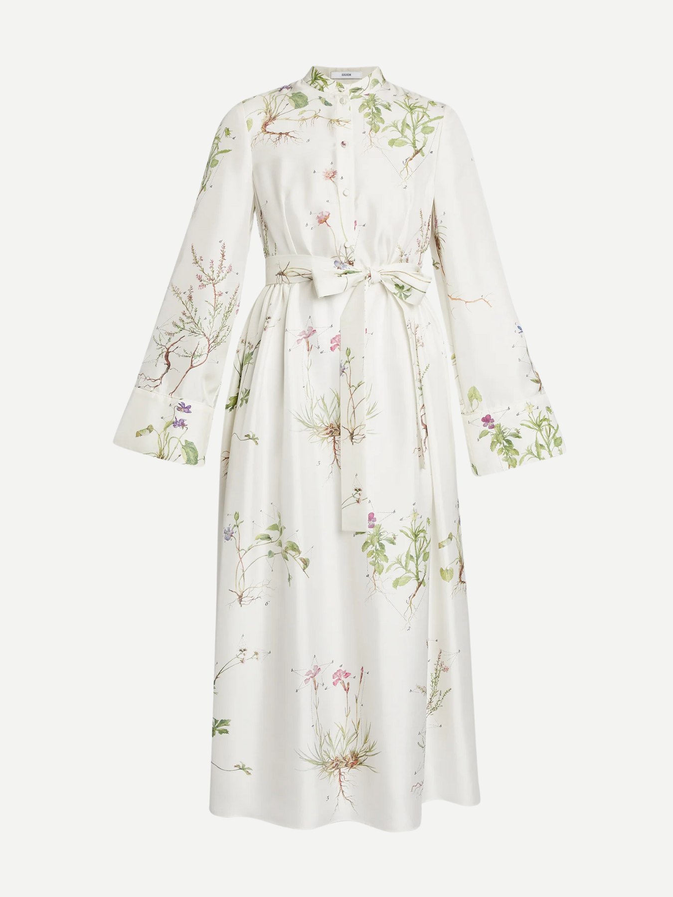 Erdem-L.S. Midi Dress w/Tie Waist - Botanical Garden White-Dresses-Boboli-Vancouver-Canada
