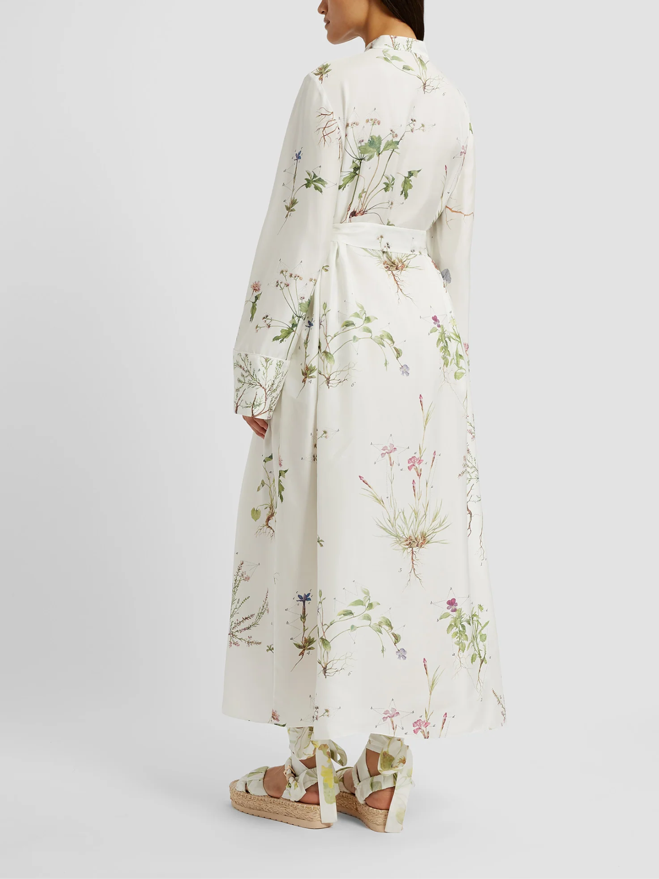 Erdem-L.S. Midi Dress w/Tie Waist - Botanical Garden White-Dresses-Boboli-Vancouver-Canada