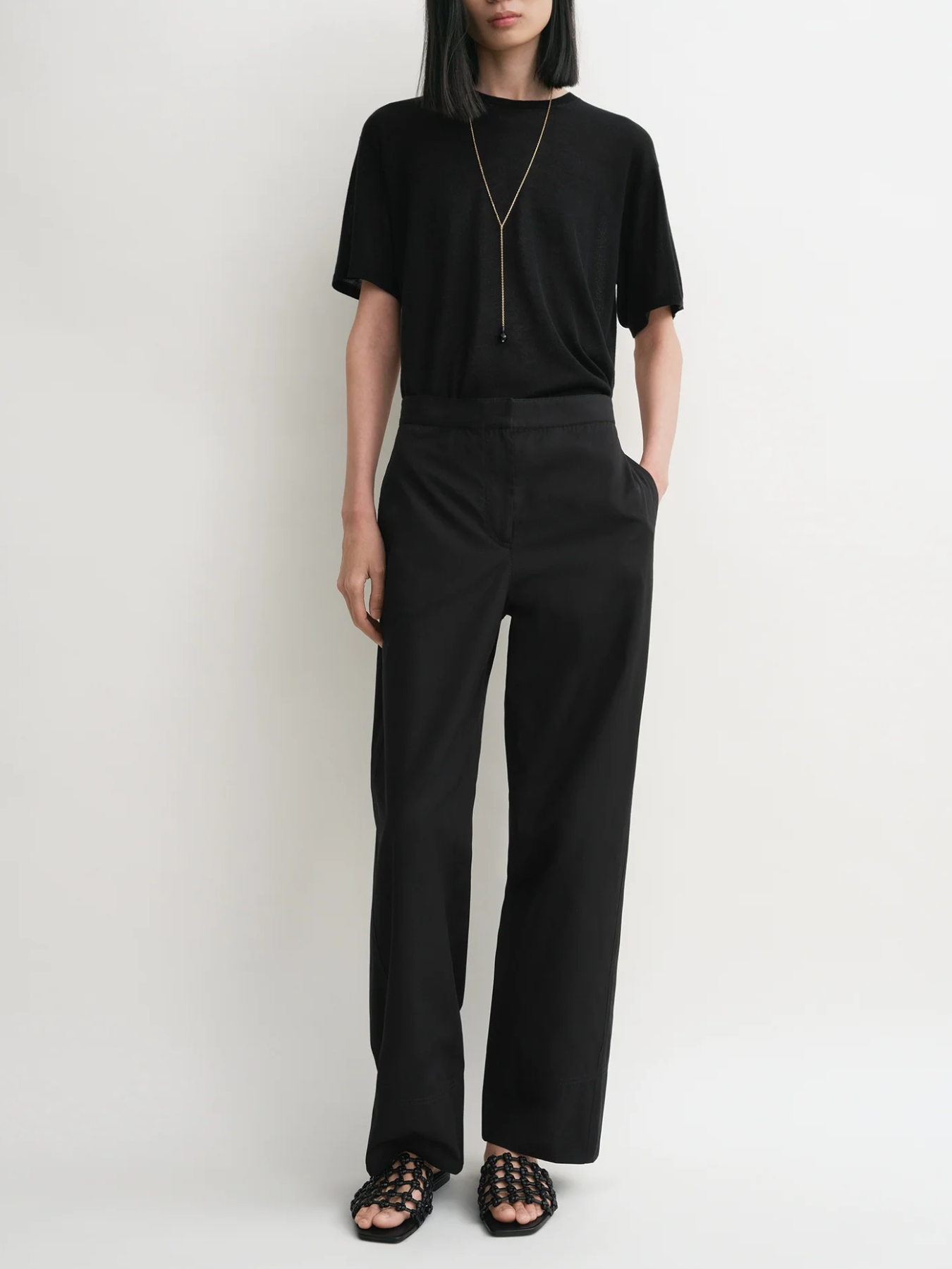 Totême-Twisted Seam Trousers - Black-Pants-Boboli-Vancouver-Canada