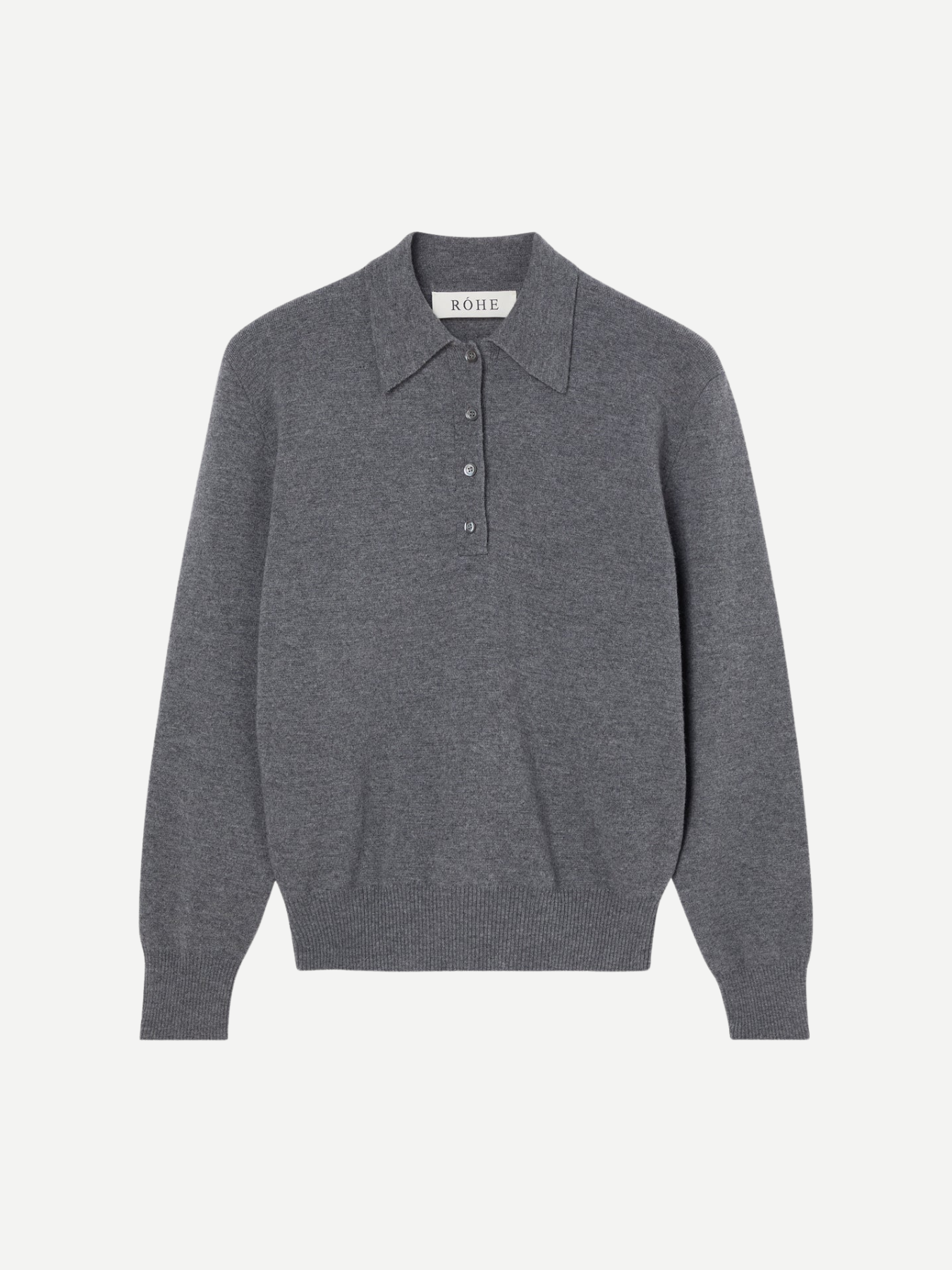 Rohe-Compact Knitted Polo - Mid Grey Melange-Shirts-Boboli-Vancouver-Canada