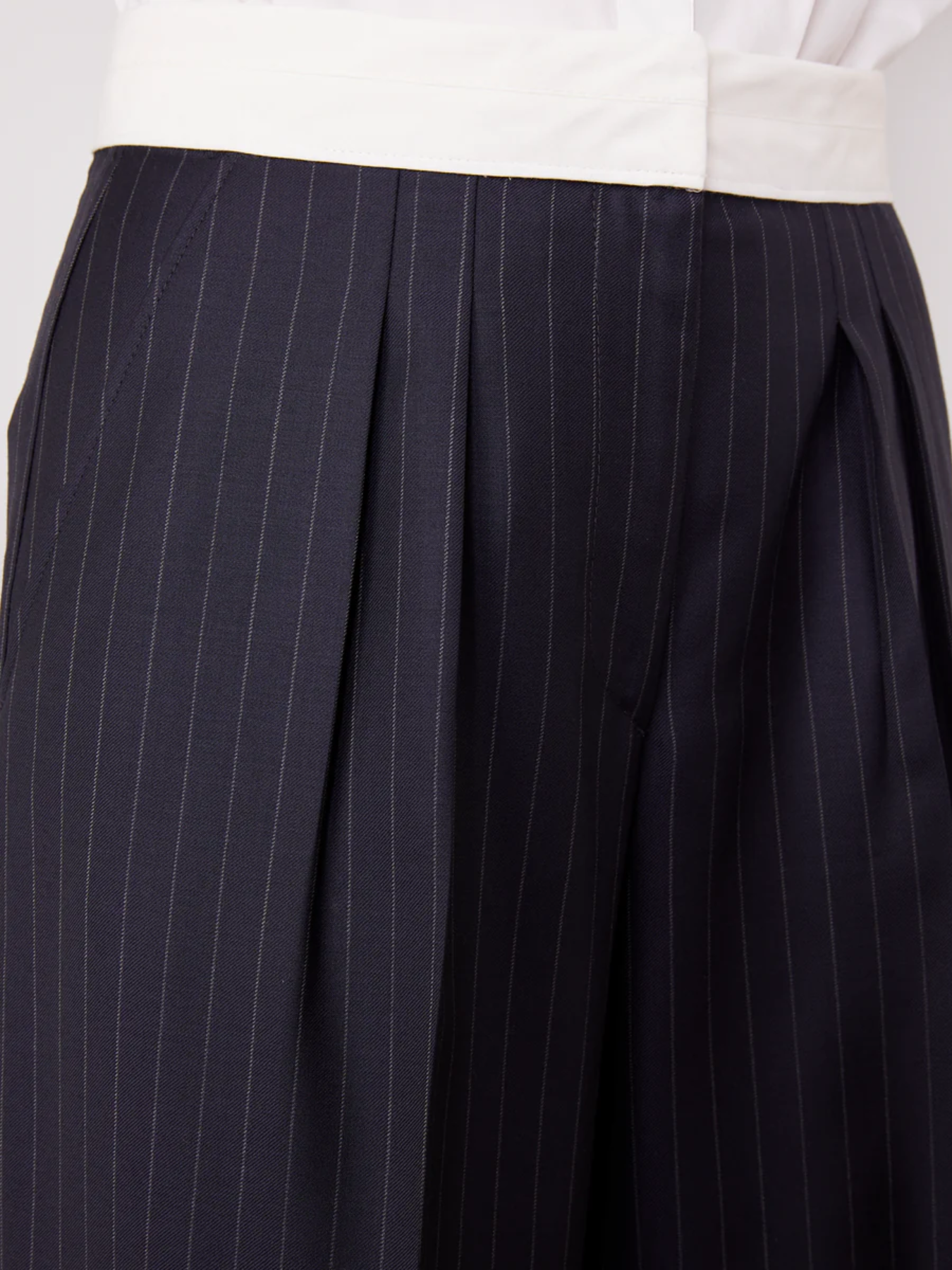 Officine Generale-Elia Pinstripe Pants - Dark Navy/Ecru-Pants-Boboli-Vancouver-Canada